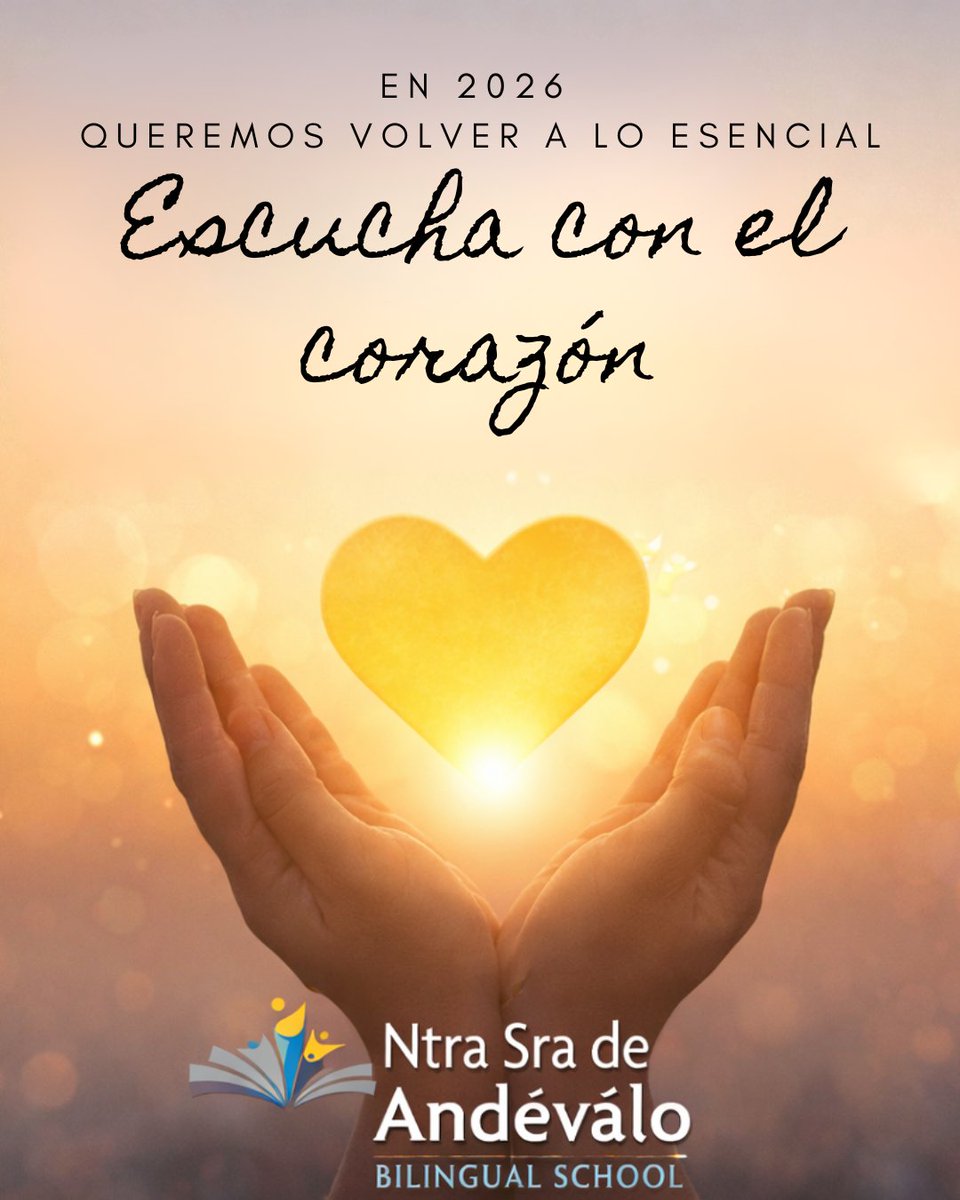 Terminamos un año lleno de voces, ruido y prisas.
En 2026 queremos volver a lo esencial:
Escucha con el corazón🩵

#colegio #EscuchaConElCorazón #NuevoAño #MásHumanos #ConElCorazón