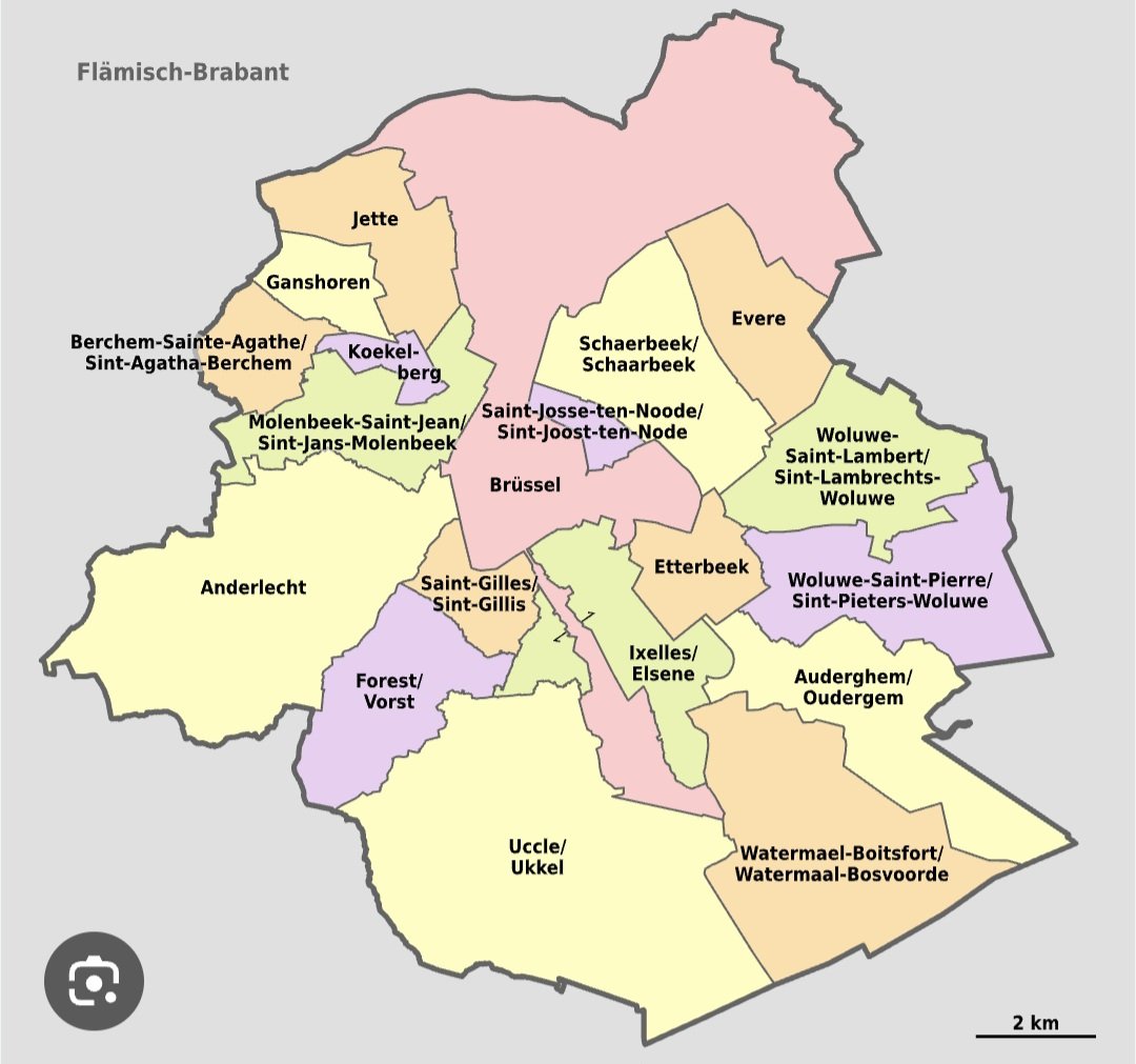 AlfonsMathieu's tweet image. Wie heeft er eigenlijk ooit de grens van Brussel bepaald ? #dtv
Elsene is middendoor gesplist.