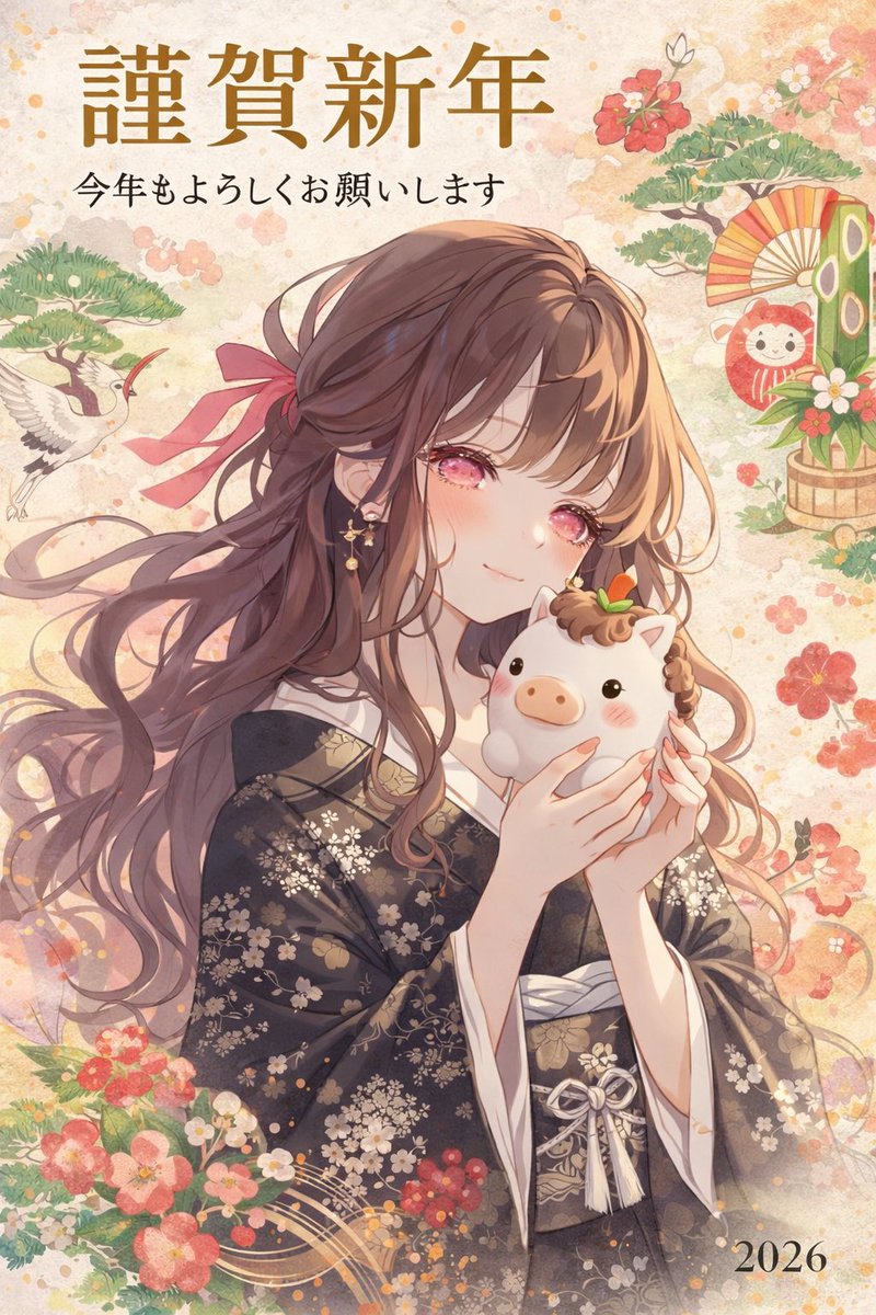 使わせていただいて作ってみました♡
華やかな笑顔バージョンも出来たけど、表情が好きなこちらに🎍

🐎がブタに見えるような..🤫
お餅の馬にして頼んだけどなぁ✨
皆様、今年もよろしくお願いします✨