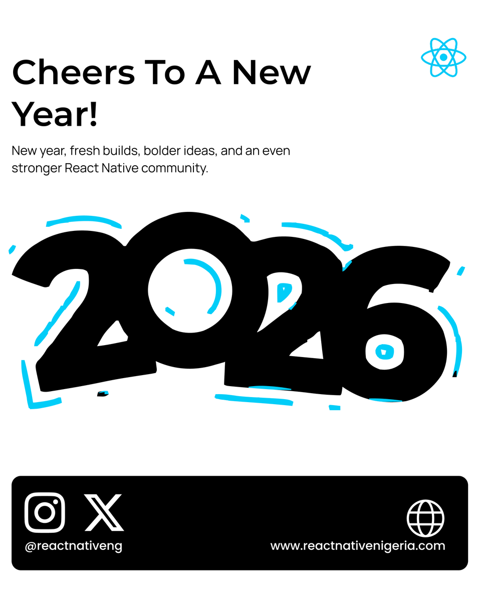 Happy New Year from React Native Nigeria 🎉

Here’s to more learning, collaboration, and amazing builds. 

We’re excited to continue sharing knowledge, supporting one another, and advancing React Native in Nigeria and beyond. 🚀⚛️

Cheers to the year ahead!