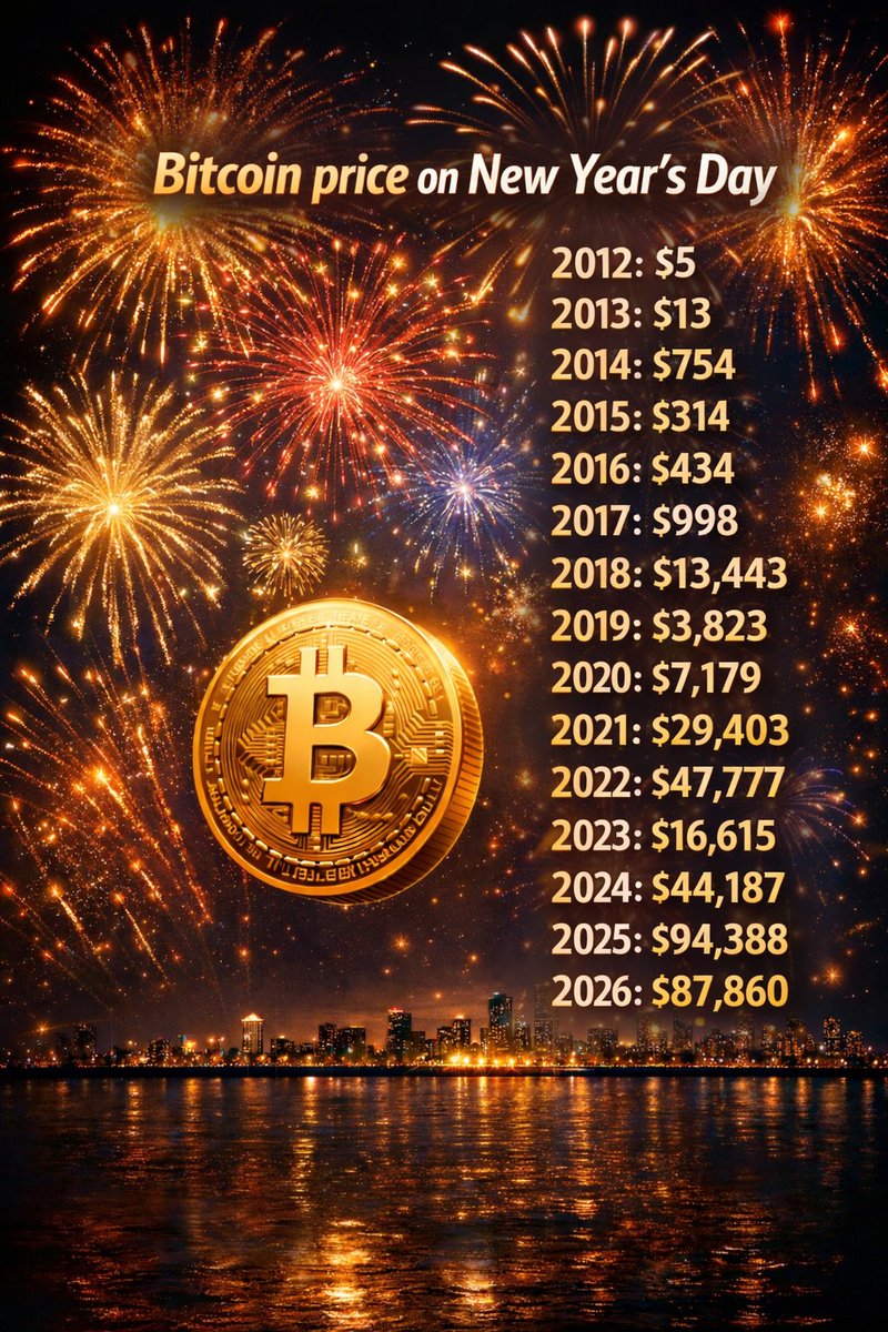 Bitcoin price history on New Year’s Day 🎇
