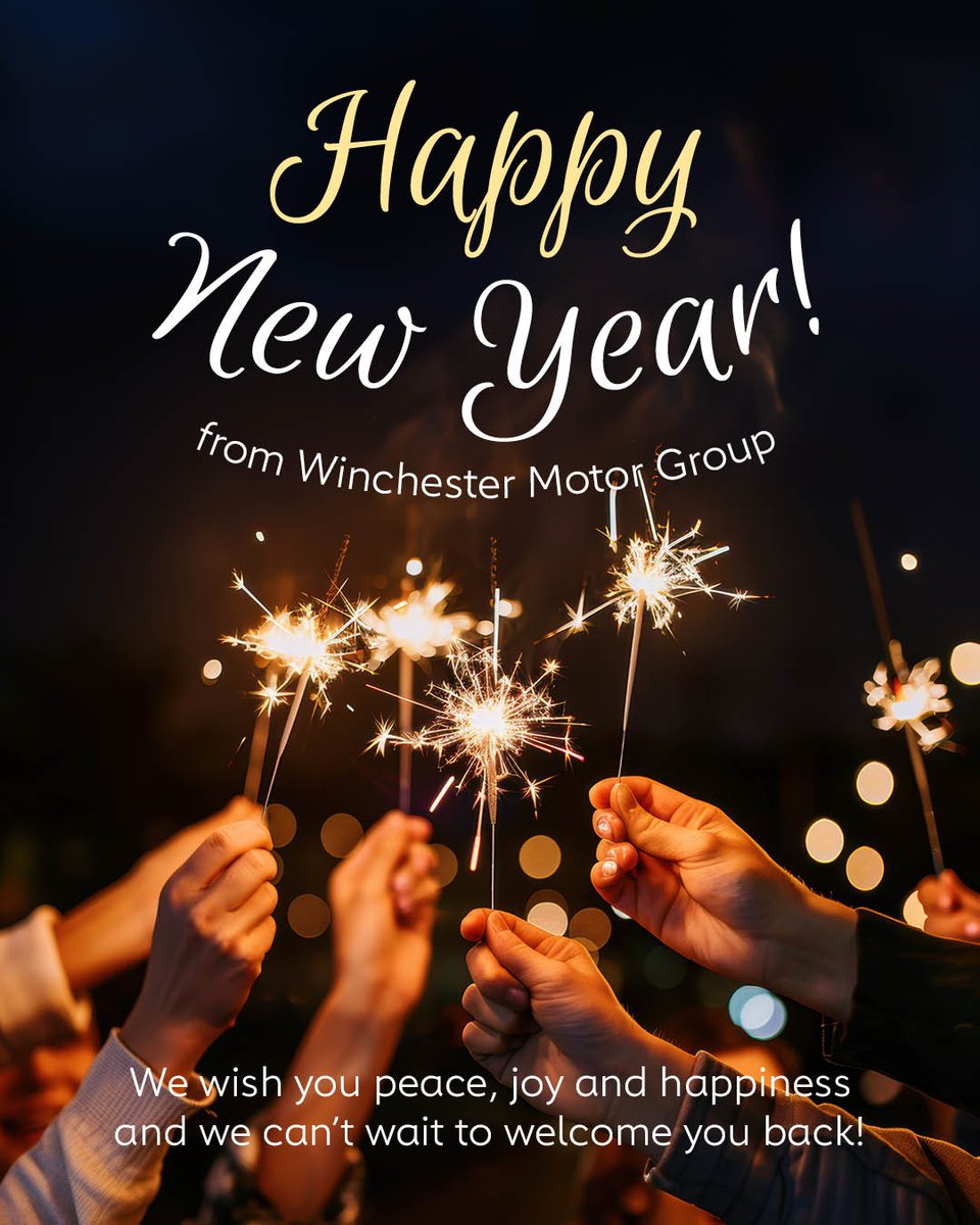 WinchMotorGroup's tweet image. Happy New Year from Winchester Motor Group! ✨🎉Thank you to all our amazing customers for your support throughout 2025, whether you bought a car, visited us for servicing, or simply popped in for advice, we appreciate every one of you. #WinchesterMotorGroup #HappyNewYear