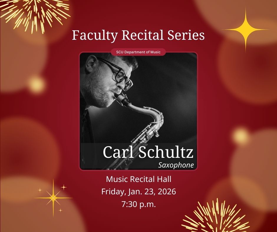 SCUPresents's tweet photo. Happy New Year! Start 2026 with the Faculty Recital Series, featuring:
🎼 Anthony Rivera, conductor/arranger, on Jan. 9, along with Rachel Zephir and other artists.
🎷 Carl Schultz, saxophone, on Jan. 23, and other artists.
Get your tickets at https://t.co/E62xNDV0BP. https://t.co/SvyO3jXKEI