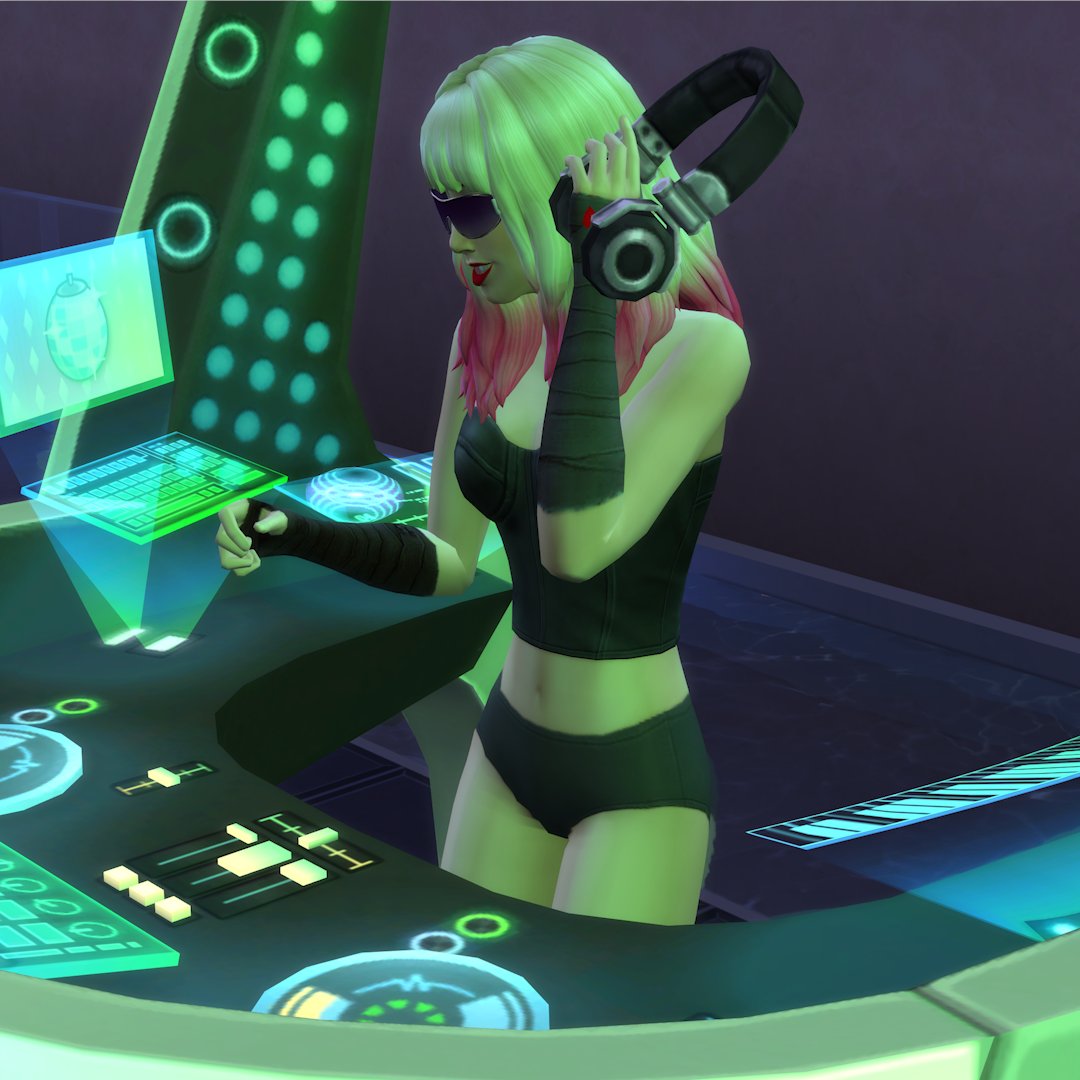 TheSims's tweet image. Shashoobee! Celebrating with DJ Candy on the 1's &amp;amp; 2's! 💚