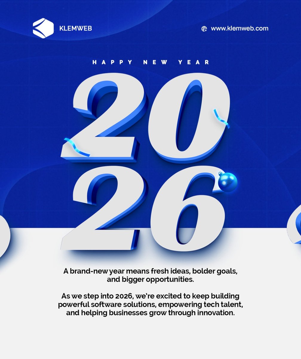 klemweb's tweet photo. Thank you for being part of our journey — here’s to a year of progress, impact, and success ahead! 🥂

https://t.co/9po8bCX418 

#Klemweb #HappyNewYear2026 #NewBeginnings #TechInnovation #BuildTheFuture https://t.co/ilc9WDA4rD