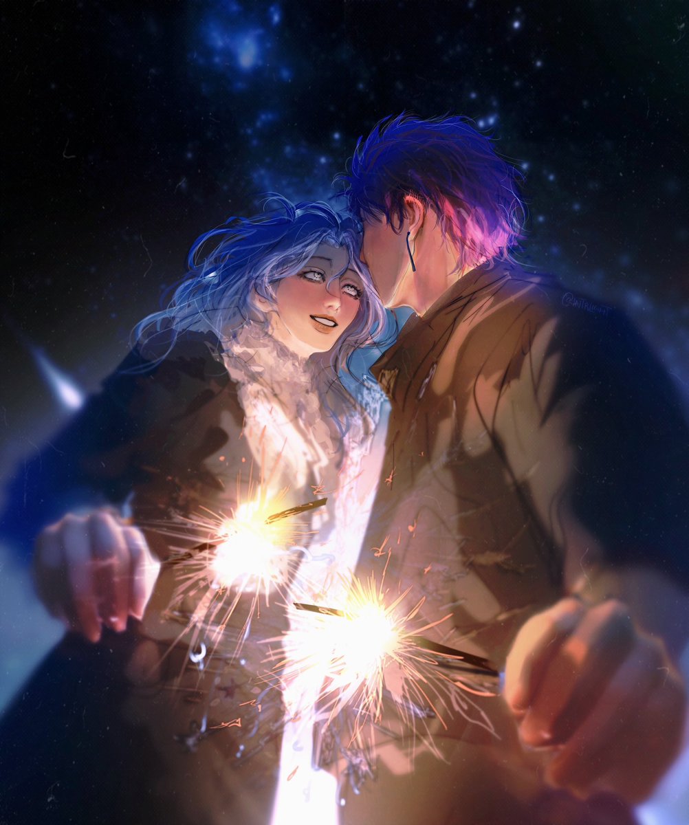 Happy New Year from Emris &amp; Cyra :) #HappyNewYear2026 #illustration #digitalart #originalcharacter #OC #ship