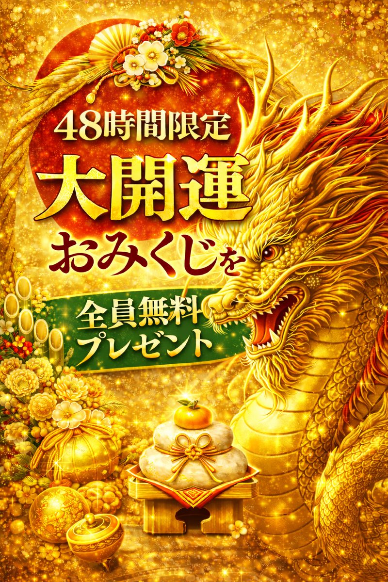 🎁大開運おみくじをプレゼント 48時間限定🎁

本年は「丙午」エネルギーに満ち溢れ
次々と嬉しいことが起こる特別な一年になります。
そんな2026年の運勢を占う
大開運おみくじを特別にプレゼントします。

【参加方法】
①私、財繁をフォロー
②この投稿をいいね&amp;リポスト&amp;【⛩とリプ】