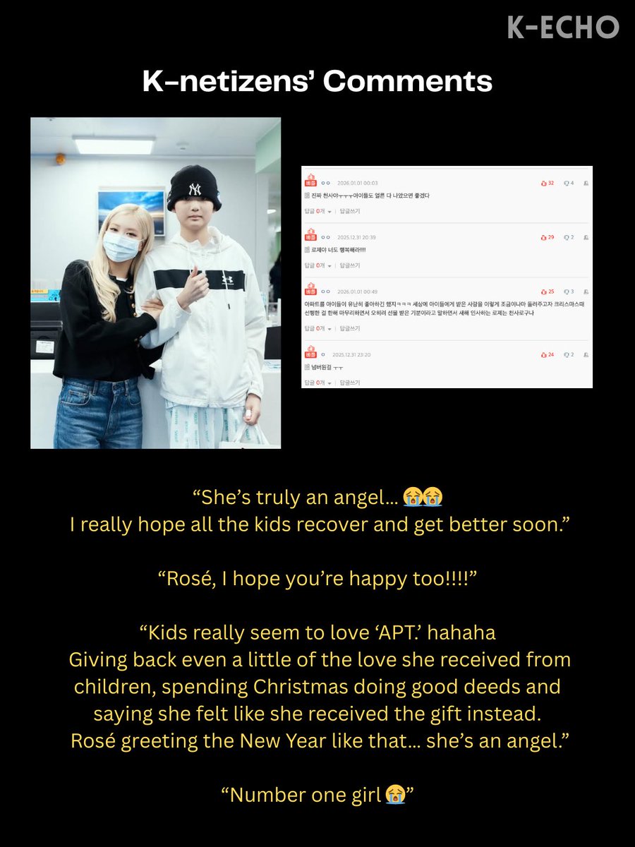 k_echomedia's tweet photo. Rosé chose compassion over celebration this Christmas 🎄❤️

#ROSÉ #BLACKPINK #로제 #roséblackpink https://t.co/pHTb434iBj