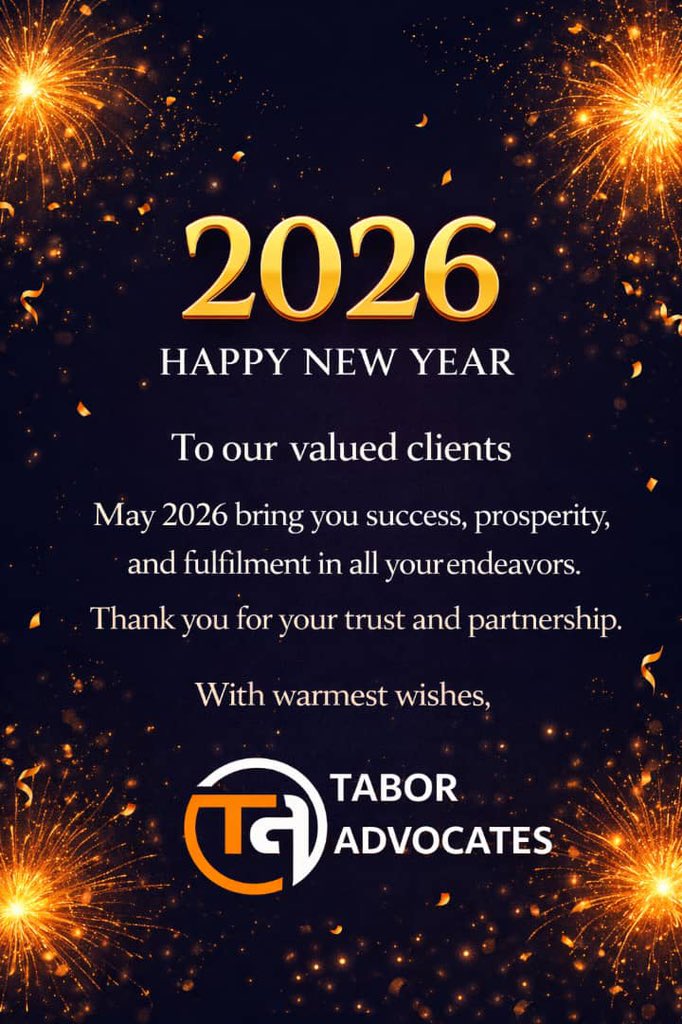 TaborAdvocates's tweet photo. From Tabor Advocates to our esteemed clients, a blessed new year 2026 https://t.co/RrmopnRCmA