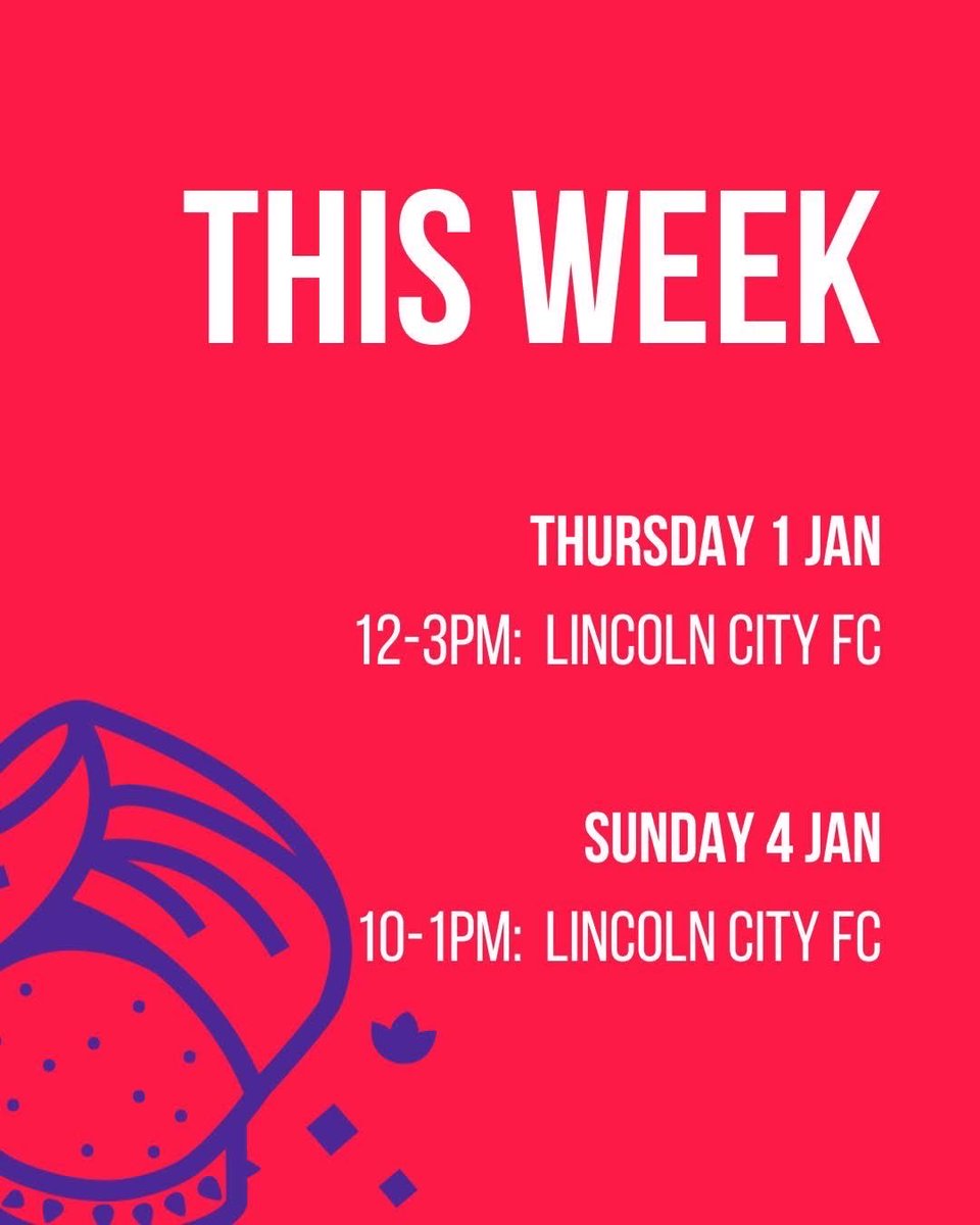 Just dropping a quick post to confirm we are at Lincoln City Football Club today and on Sunday - and we kept the days on the post, just in case you're struggling with what day it is ;)

Happy 2026, friends!