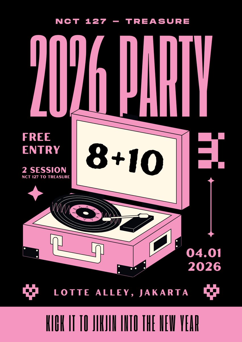 [JAKARTA]
Hai #NCTzen #TEUME
Fans #NCT127 #TREASURE 
Yuk datang ke Noraebang Party.
 
2026 PARTY
Diselenggarakan oleh <a href="/lastnamevy/">V</a>

📅 Minggu, 4 Januari 2026
🕐 14.00 - End 
📍 Lotte Alley, Jakarta Selatan