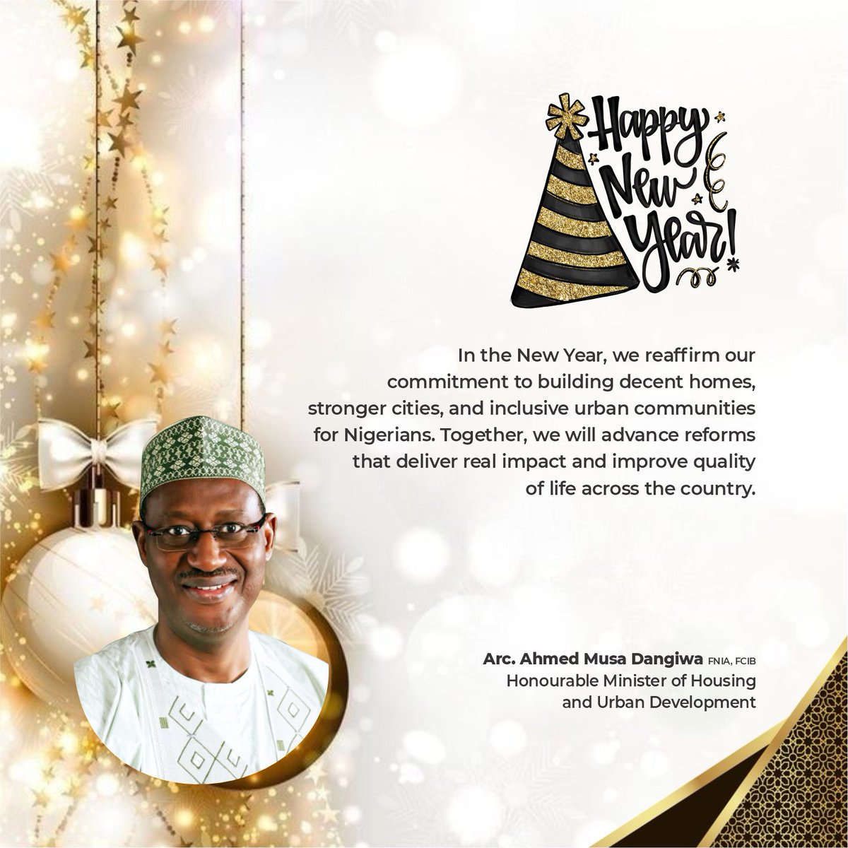 Mark_Chieshe's tweet image. HON. MINISTER DANGIWA'S NEW YEAR MESSAGE 

As we enter a new year, I give thanks to Almighty God for His grace over our nation, and I warmly wish every Nigerian peace, progress, and renewed hope in the year ahead.

The past year has been one of adjustment and sacrifice for many