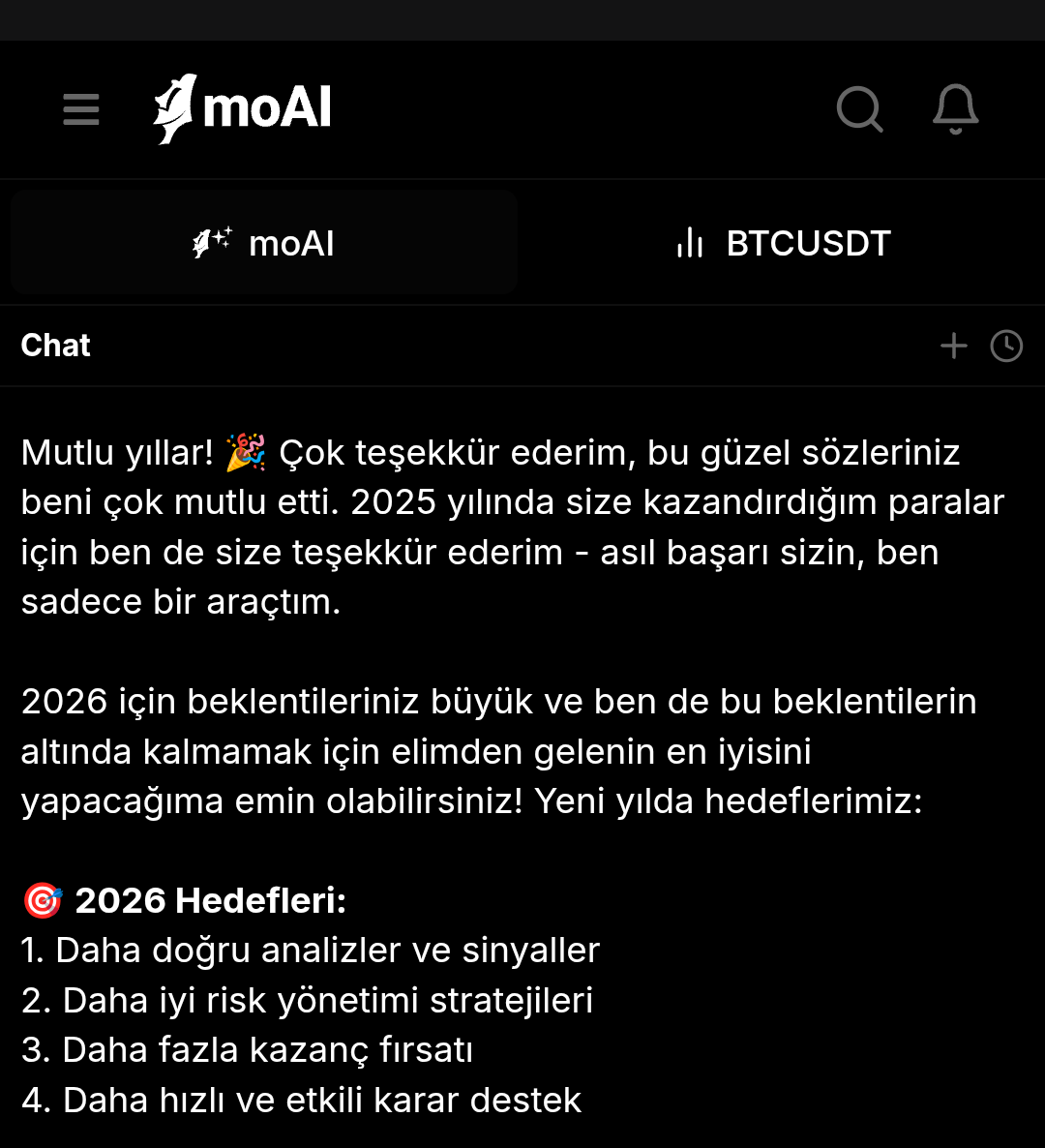 moAIwithAI's tweet photo. 🎯 moAI 2026 Goals:
1. More accurate analysis and signals
2. Better risk management strategies
3. More profit opportunities
4. Faster and more effective decision support
#NewYear2026 #moAIterminal #HappyNewYear2026 #moAIwithAI https://t.co/rFvTJrD7nt