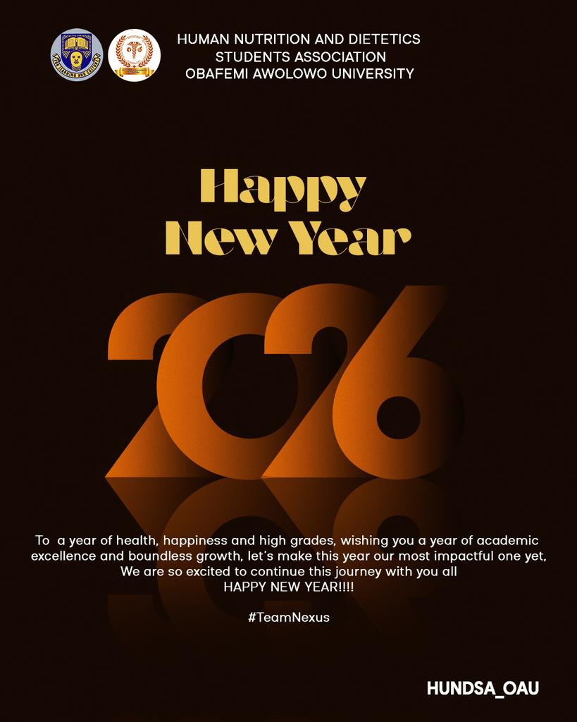HUNDSA_OAU's tweet photo. *HUMAN NUTRITION AND DIETETICS STUDENTS' ASSOCIATION* Email:humannutritionanddietetics10@gmail.com  
IG:https://t.co/bCnEdRZTym
Twitter/X: https://t.co/UUazijIBcF
==========🟠🟤=========
*Happy New Year 💥✨️ *
==========🟠🟤========= https://t.co/QYMJjqF5hh