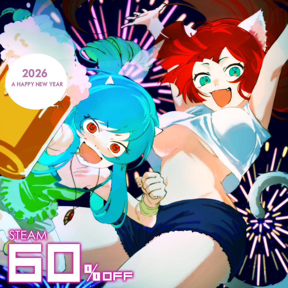HeroineAnthem's tweet photo. 🎍✨ 2026 HAPPY NEW YEAR! 🍬
今が最大割引のチャンス！
この機会をお見逃しなく～✨🎥
★ HEROINE ANTHEM ZERO2: Scalescars Oath
���� STEAM（今なら60%OFF！）
 https://t.co/WQlVRE7p6O https://t.co/5Pd9eYLOIQ