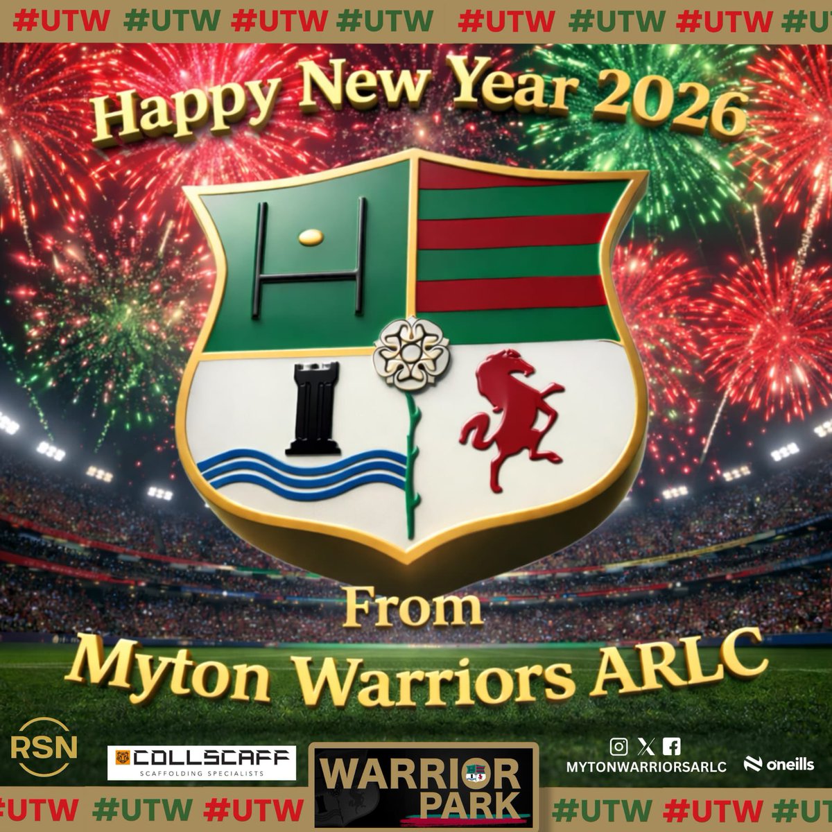 MytonWarriors's tweet photo. Wishing a Happy New Year to all @MytonWarriors Sponsors, Supporters, Volunteers, Coaches & Players. Hope everyone has a great 2026 and the club continues to growπ₯π»πΎπβ€οΈπ#HappyNewYearΒ #2026 #UpTheWarriors #RedNGreen https://t.co/NGfVMfOssS