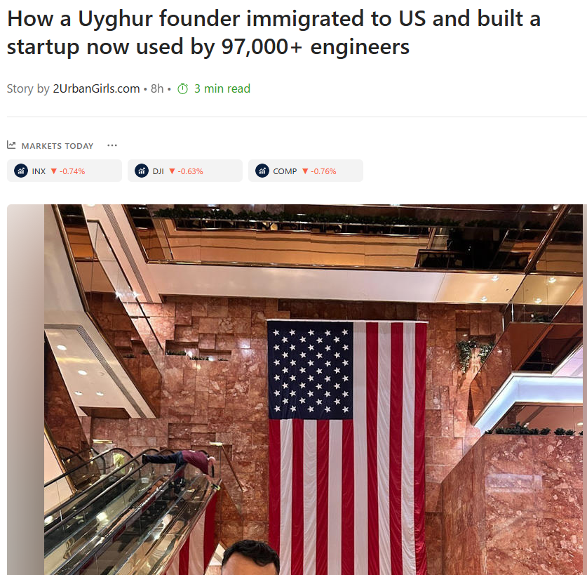voiceofuyghur12's tweet photo. A Uyghur founder builds a global tech platform used by 97,000+ engineers — despite the systemic repression his people face in China. His success is a reminder: talent thrives when freedom exists. #UyghurRights #TechForFreedom https://t.co/mh1YqyEYNa