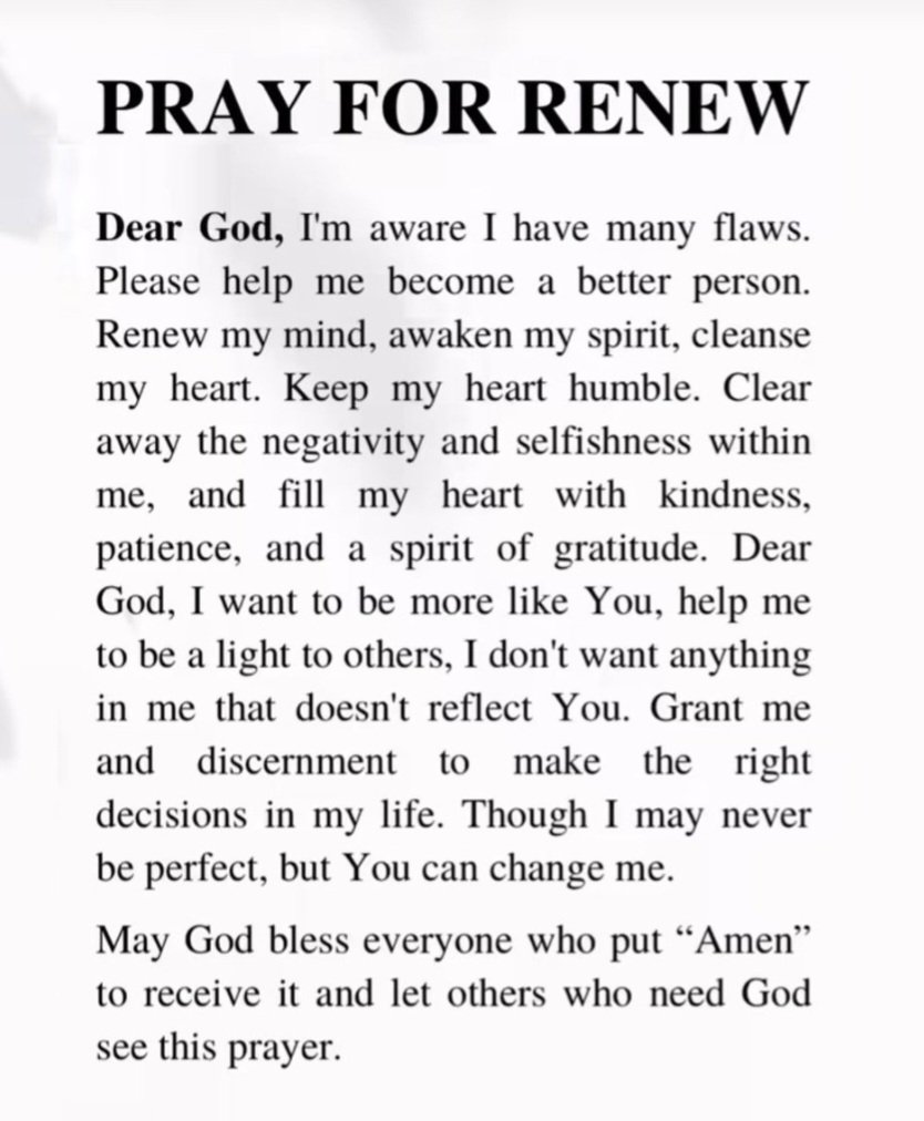 A prayer for renew