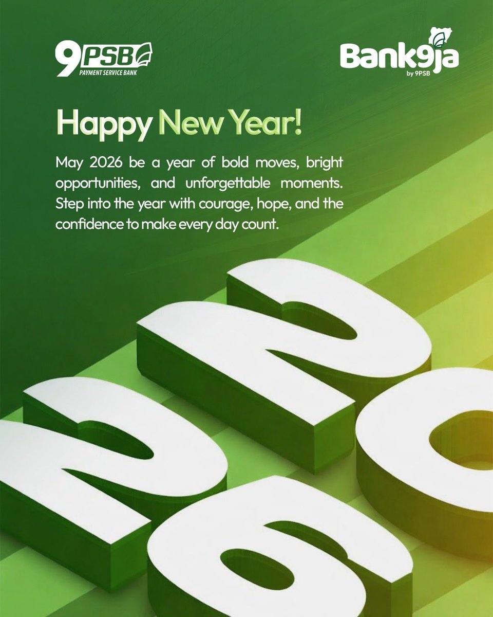 As we step into a brand-new year, we're grateful for your trust and excited for all that lies ahead.

Happy New Year from all of us at 9PSB.

#9psb
#onamissiontobank9ja
#financialinclusion #bankforall #digitalbanking #happynewyear