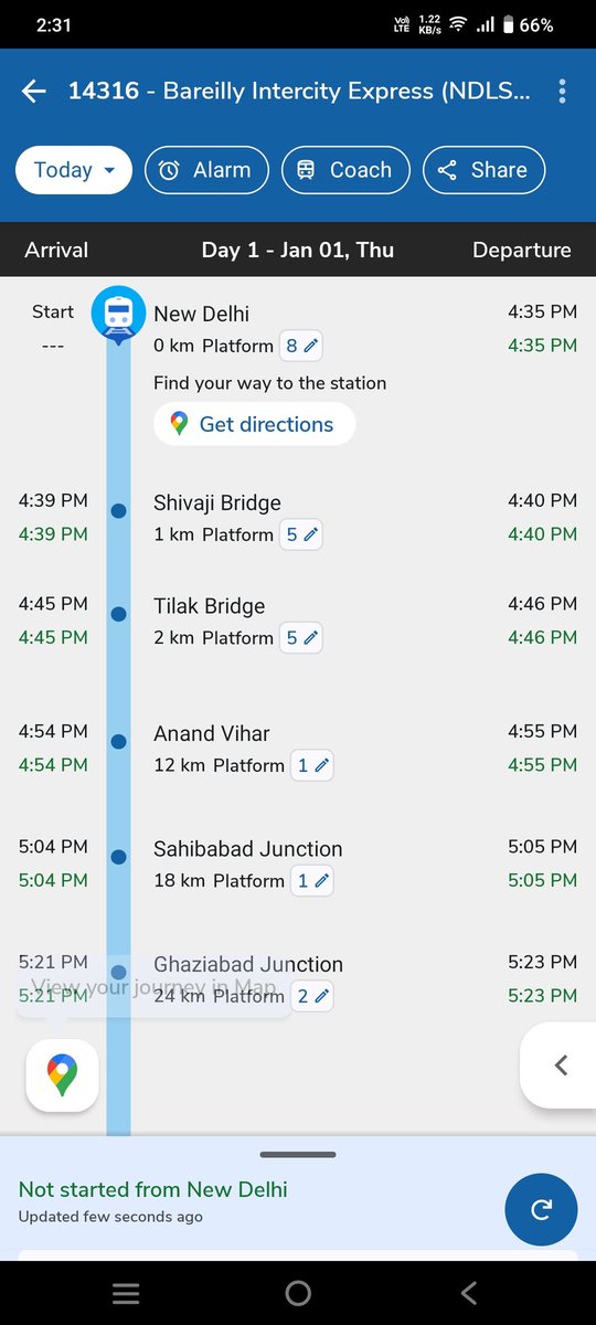 hariharvats's tweet photo. @RailwaySeva pls confirm timing for train no 14316 departure and arrival. Is it late today ? Because the train was 2 hrs delayed yesterday. https://t.co/RkHshJRcuA