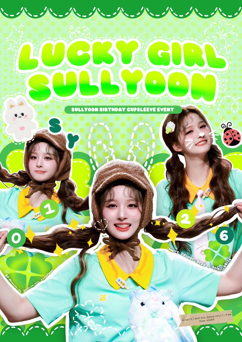 FrNSWER's tweet image. PH NSWERS &amp;amp; Satodans!
𝗦𝘁𝗲𝗽 𝗶𝗻𝘁𝗼 𝗟𝘂𝗰𝗸 𝘄𝗶𝘁𝗵 𝗦𝘂𝗹𝗹𝘆𝗼𝗼𝗻! 🍀
Celebrate 𝗟𝘂𝗰𝗸𝘆 𝗚𝗶𝗿𝗹 𝗦𝘂𝗹𝗹𝘆𝗼𝗼𝗻 day with charm, clovers, and sweet moments. 💚

Join NSWERs and let’s make her birthday truly magical! ✨

Register now 👇
🔗: tinyurl.com/fromnswer