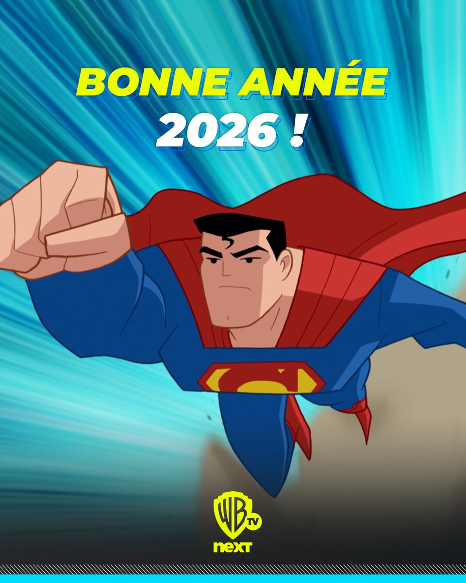WarnerTVNext's tweet image. 🎉 On vous souhaite une excellente année 2026, placée sous le signe des super-héros, des combats épiques et des aventures mythiques.

📺 Justice League Action, c’est du lundi au vendredi à 15h40 sur Warner TV Next.

#bonneannée #justiceleagueaction #superheros #superman #dccomics