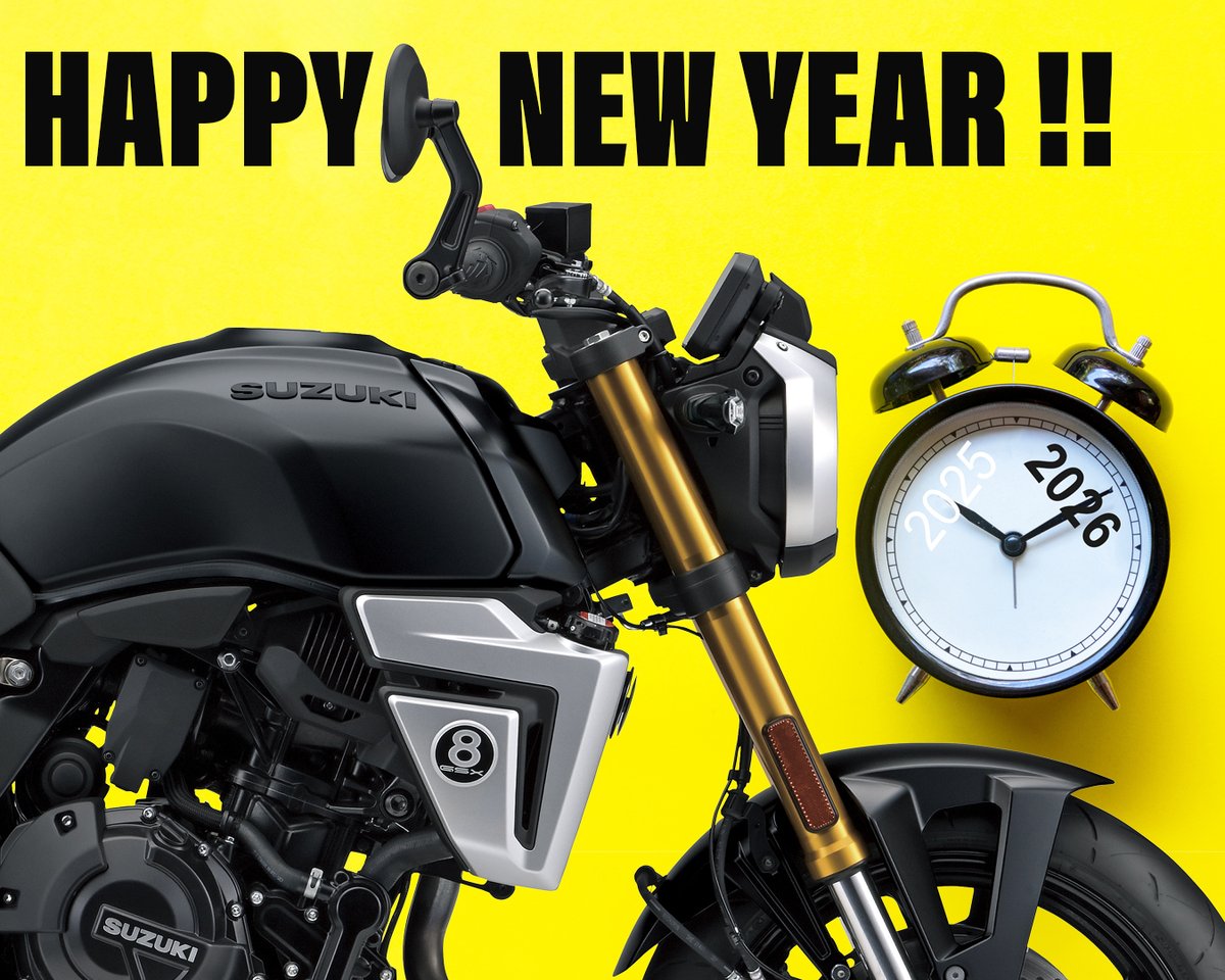 suzukicycles's tweet photo. As the clock strikes midnight, a new year begins. ⏱️✨

Happy New Year from Suzuki Motor USA — here’s to more miles, more adventures, and unforgettable rides in 2026.

#Suzuki #SuzukiCycles #HappyNewYear #2026 #TimeToRide https://t.co/Fc95hSJd38