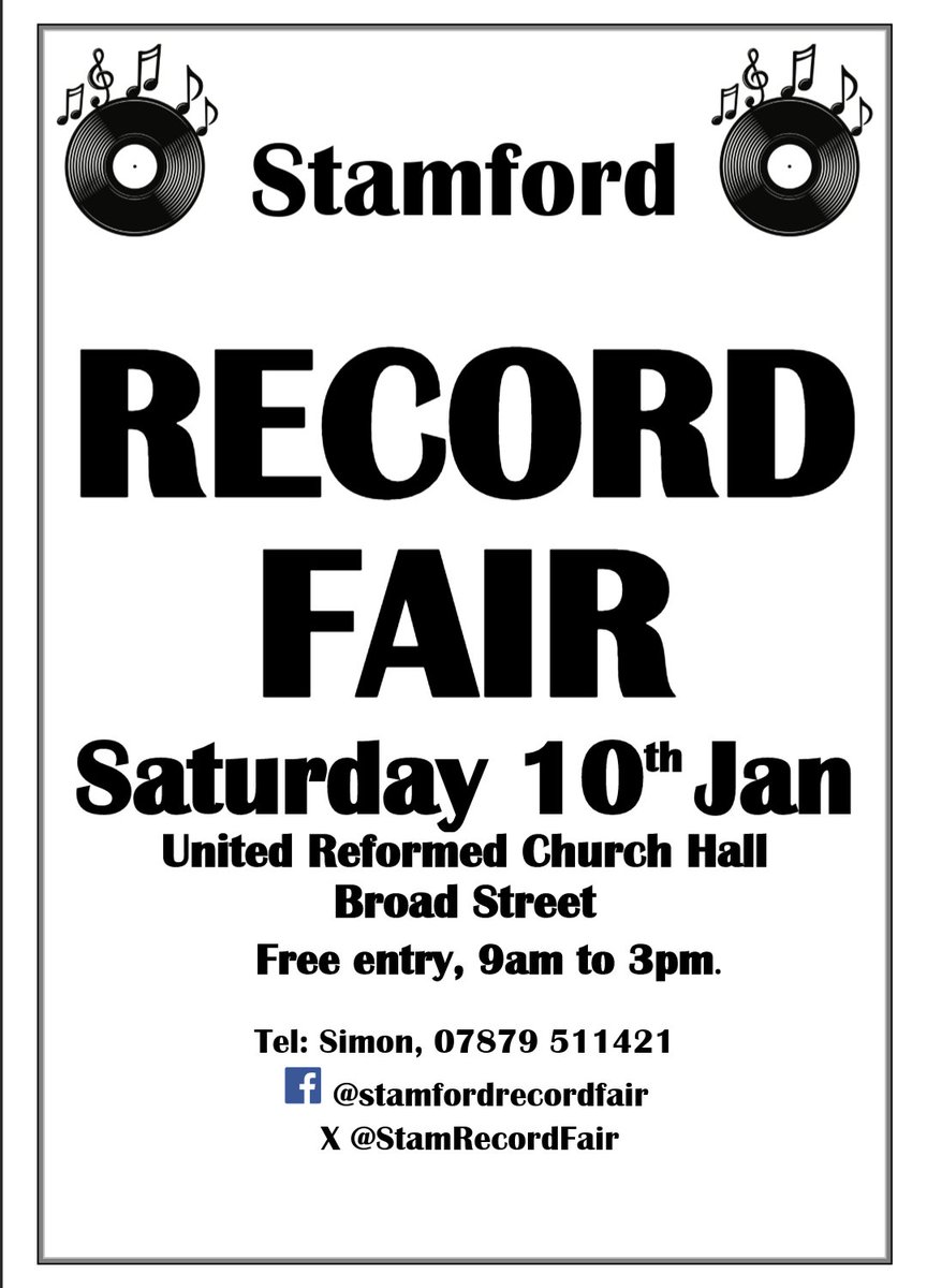 StamRecordFair's tweet photo. A week on Saturday! First one of the year!
#stamford ##recordfair @ShopStamfordUK #shopstamford #shopindependent https://t.co/3Oi2af1z6O