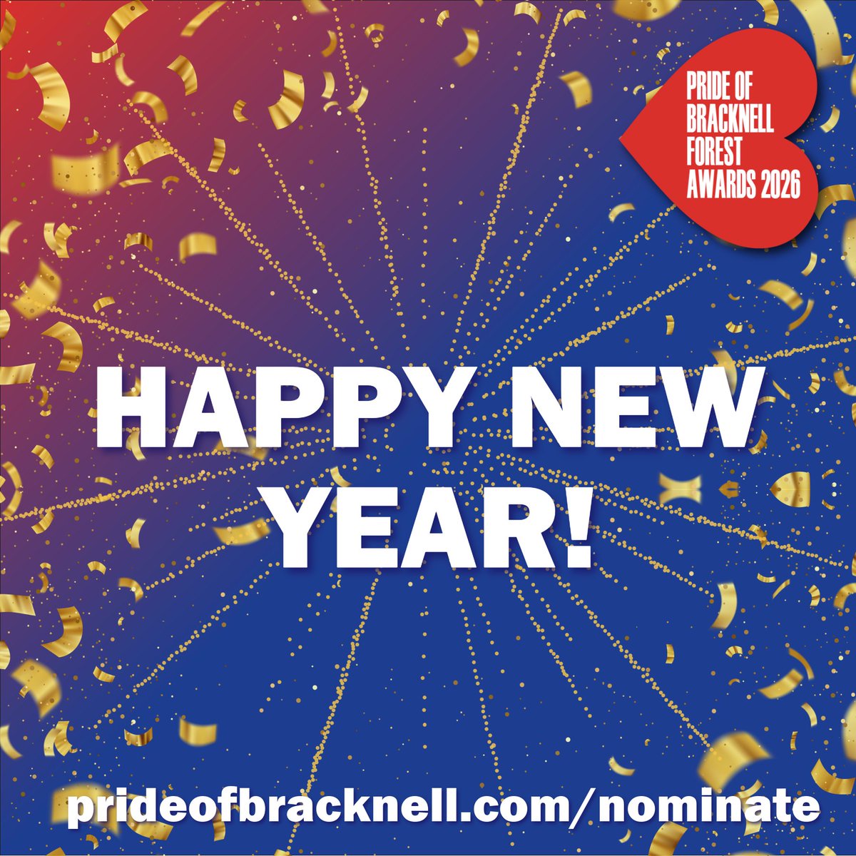 PoBFA's tweet photo. 🎉Happy New Year from The Pride of Bracknell Forest Awards Team!🎉

A new year brings fresh opportunities to celebrate what makes Bracknell Forest shine🌟

Know a local hero making a difference?

👉Nominate them now! https://t.co/JOvwR3do8d 

#HappyNewYear #PoBFA2026 https://t.co/9KZ2bbfVqk