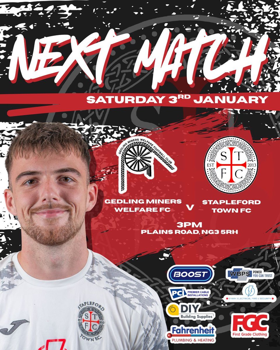 We're kicking off 2️⃣0️⃣2️⃣6️⃣ away against Gedling Miners Welfare FC ⚔️ 

🕢 Saturday 3rd January, 3PM KO
📍Plains Road, Mapperley, NG3 5RH

🔴 ⚫ #UpTheStabbo 🔴 ⚫