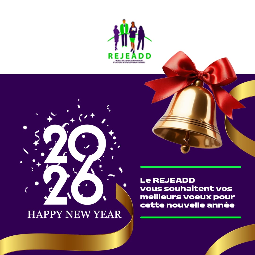 ✨ 𝗕𝗼𝗻𝗻𝗲 𝗲𝘁 𝗵𝗲𝘂𝗿𝗲𝘂𝘀𝗲 𝗮𝗻𝗻é𝗲 𝟮𝟬𝟮𝟲 ! ✨
Le <a href="/REJEADD/">REJEADD-ONG</a> souhaite une année 2026 remplie de paix, de santé, de réussite et d’opportunités à tous ses membres, partenaires et à toute la communauté. 
<a href="/UNICEF/">UNICEF</a> <a href="/Loris_Giuliano/">Loris Giuliano</a> <a href="/UNFPA/">UNFPA</a> <a href="/AFD_France/">Agence Française de #Développement (AFD) 🇫🇷 🇪🇺</a> <a href="/Oxfam/">Oxfam International</a>