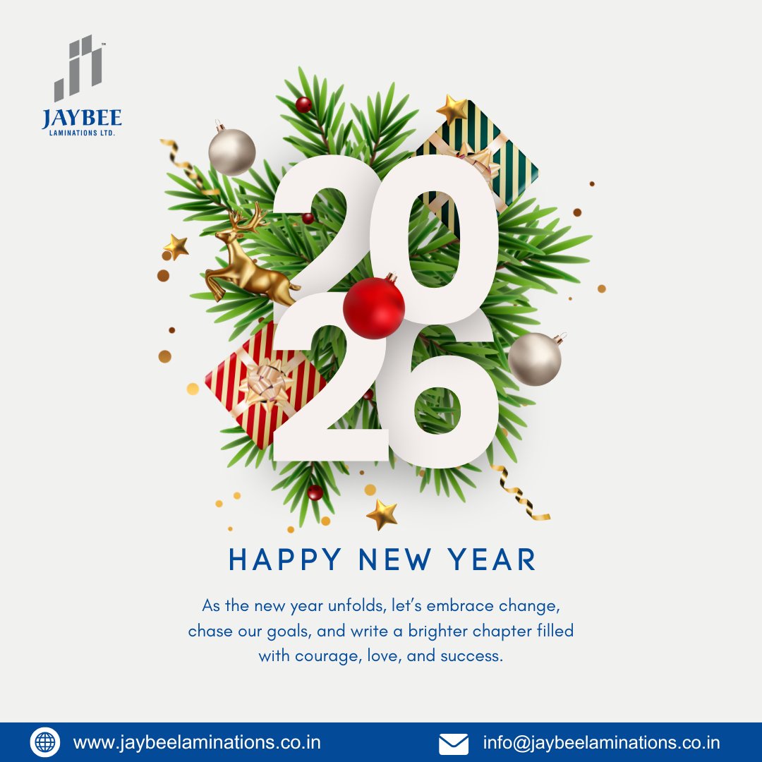 jaybee_noida's tweet photo. ✨ Happy New Year! ✨
Cheers to new beginnings, fresh opportunities, and continued success.
Wishing you and your loved ones health, happiness, and prosperity in the year ahead.

— Team Jaybee Laminations

#HappyNewYear  #Welcome2026  #NewYearVibes  #JaybeeLaminations https://t.co/LEPHNLy5Ps