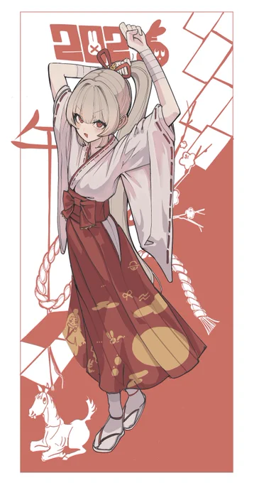 #ヌォンタート 午年なのでポニテ巫女