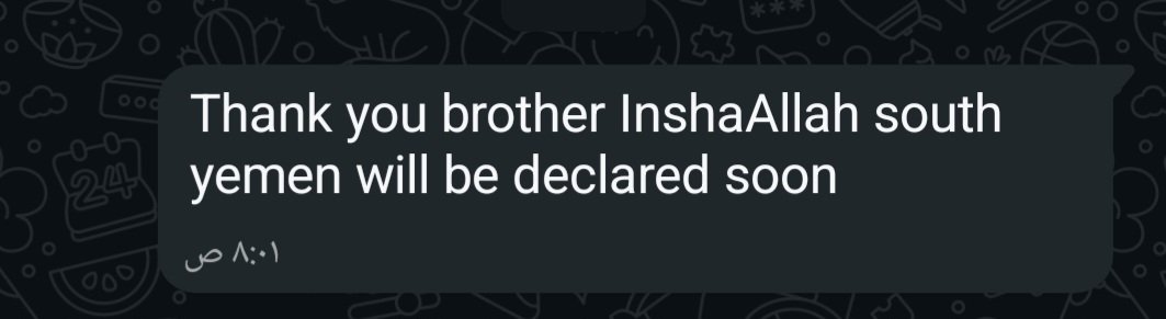 faizn320's tweet photo. Thank you brother InshaAllah south yemen will be declared soon

أحد الرسائل المهمة التي وصلت الي من احد الاصدقاء في المجتمع الدولي 😇✌🏻
#الإمارات_الحليف_الصادق 🇦🇪 https://t.co/TMcrq1b5tD