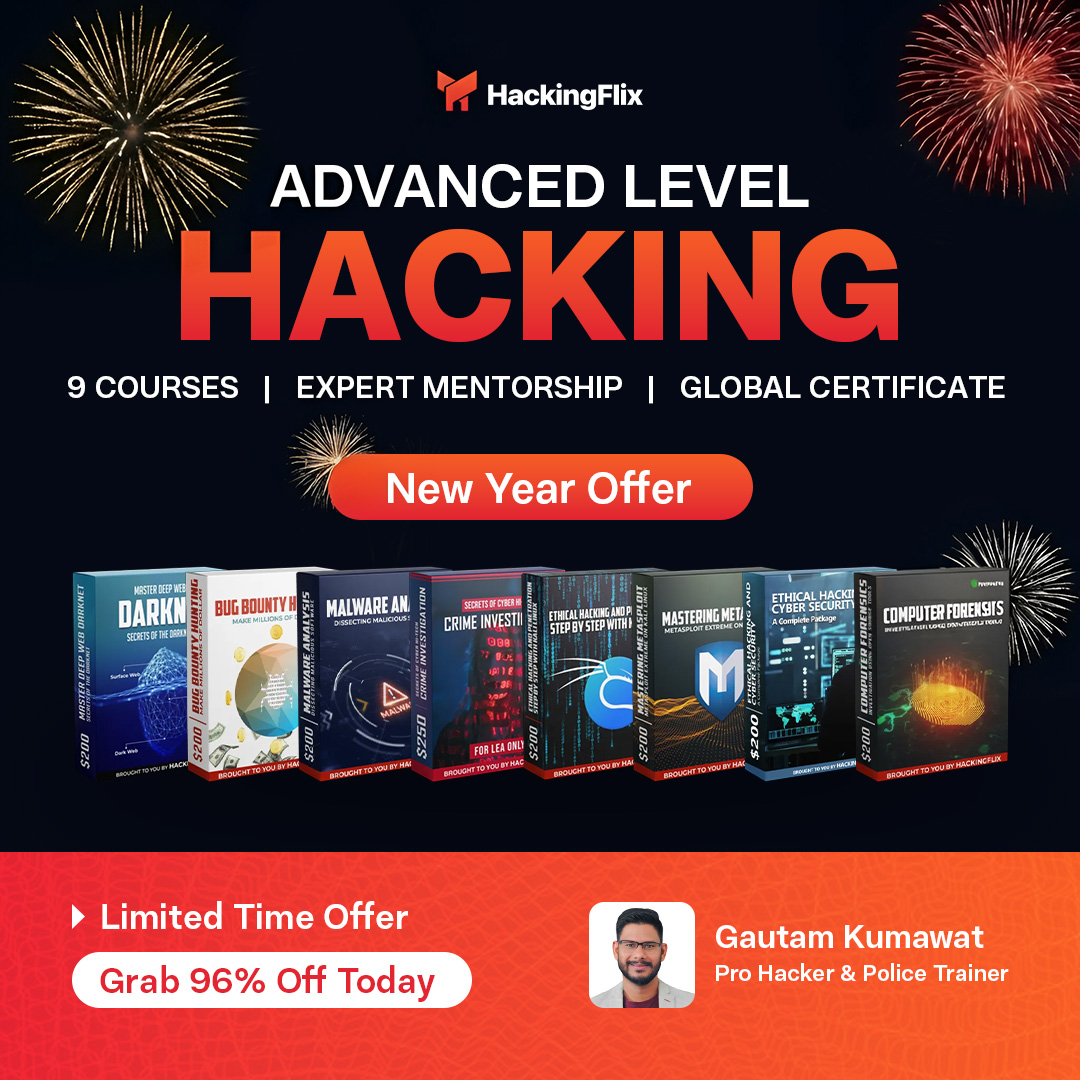 HackingFlix's tweet photo. 🔥 98% OFF on all Hacking Courses! 
🚀 Lifetime Access + Lifetime Support

🎁 New Year Offer ends TODAY!
👉 https://t.co/AUl9bmIVmL

#HappyNewYear2026 https://t.co/SxUbsNeAEq