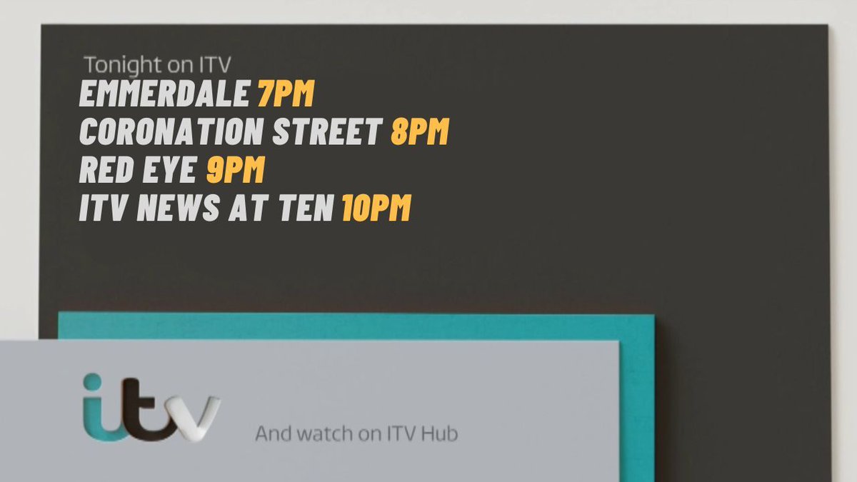 Tonight's Schedule On <a href="/ITV/">ITV</a>
<a href="/emmerdale/">Emmerdale</a> <a href="/itvcorrie/">Coronation Street</a> <a href="/itvnews/">ITV News</a>