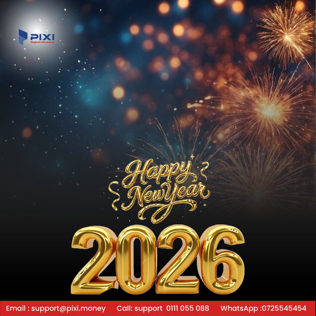 PiXi_Money's tweet photo. ✨ Happy New Year! ✨
As we step into a new chapter, we’re excited for fresh opportunities, new goals, and continued growth. 
We look forward to continuing the journey with you every step of the way with PiXi POS.
#pixipos #POSKenya #HappyNewYear #2026 https://t.co/kYSlEfyZP1