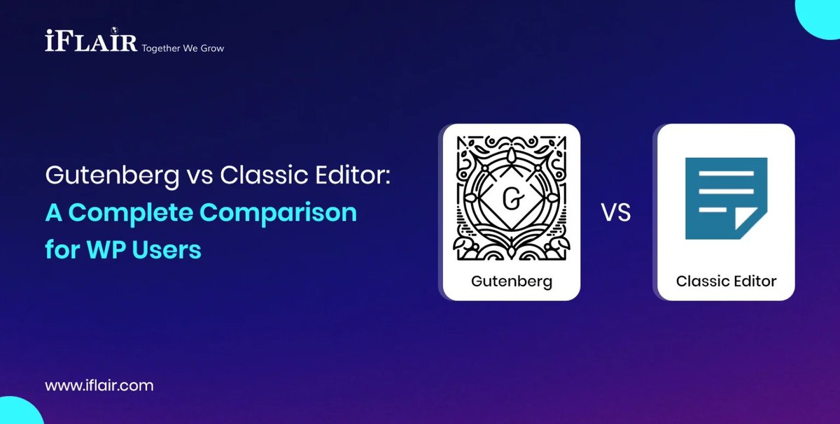 WordPress has always evolved to meet the changing needs of content creators and developers. One of the most significant shifts in its history came with the introduction of the Gutenberg. 
Read More, iflair.com/gutenberg-vs-c…
#WordPress #GutenbergEditor #ClassicEditor #iflair