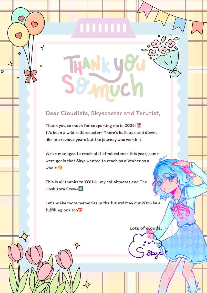 sorachi_skye's tweet photo. 🎉HAPPY NEW YEAR CLOUDLETS!!!🎉 

2025 was a wild ride! A fun rollercoaster with ups and downs. Skye hope your 2026 will be better than last year!

🥂Cheers for more to come! https://t.co/rLJ5Tys5D6