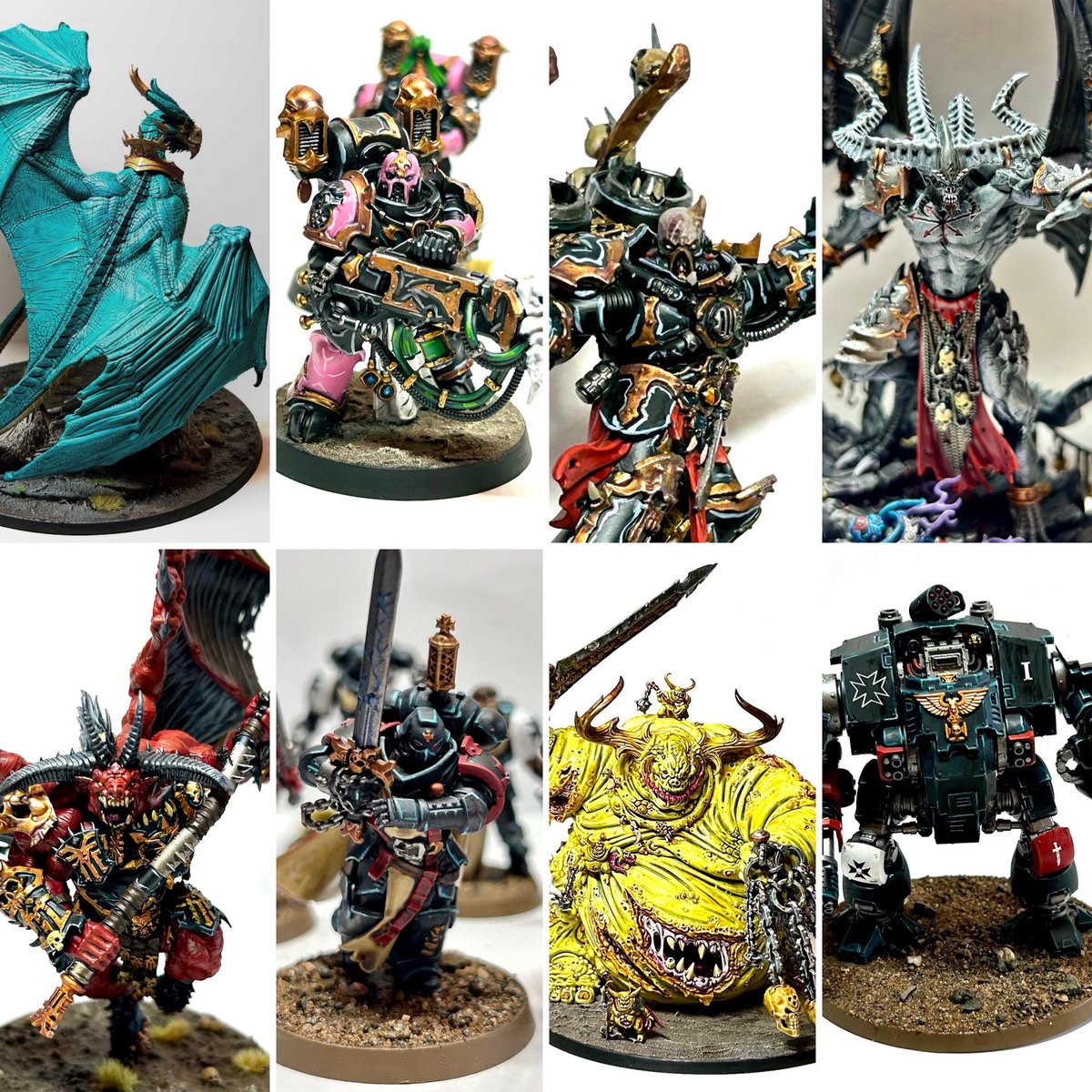 averagepaints's tweet image. My 2025 hobby in review! I painted 87 minis (including 3 Greater Daemons), played 18 games of 40K, 4 of AOS, and just 3 of Horus Heresy. In 2026 I want to paint my Deathwatch, get through the Chaos backlog, and play more games! #WarhammerCommunity