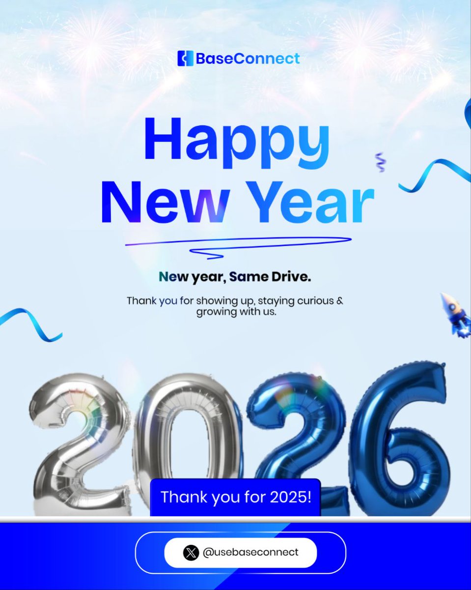 useBaseConnect's tweet photo. Happy New Year from all of us at BaseConnect 🤍💙

Thank you for showing up, staying curious, and growing with us. Whether you’ve been here from the start or you’re just finding your way in, you’re part of what’s shaping this space.

We’re stepping into the year clear on what we’re here to do: connect talent, unlock real opportunities, and make collaboration work onchain in a decentralized, global way.

This year isn’t about talk. It’s about progress, consistency, and global impact 🔥🚀

BaseConnect continues...