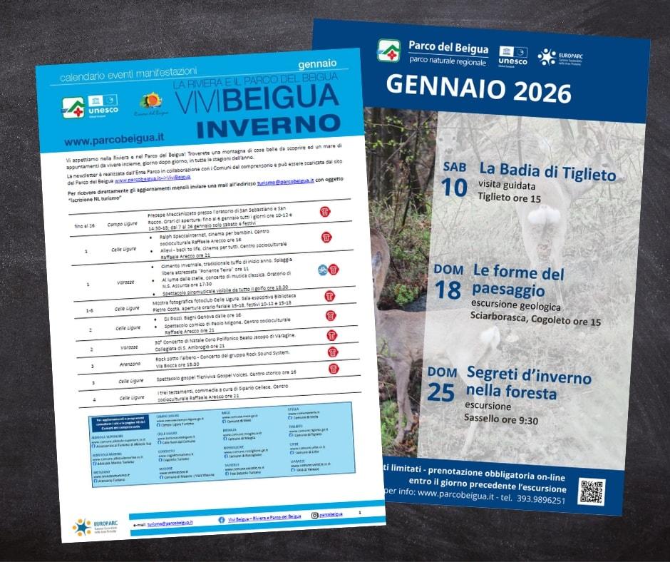 ParcoBeigua's tweet photo. Buon anno dal Beigua Geopark! Anche a gennaio ci aspettano tante iniziative, dalle escursioni con le Guide del Parco agli eventi nei Comuni del comprensorio.
Tutte le info sul nostro sito https://t.co/8p54PznDO2