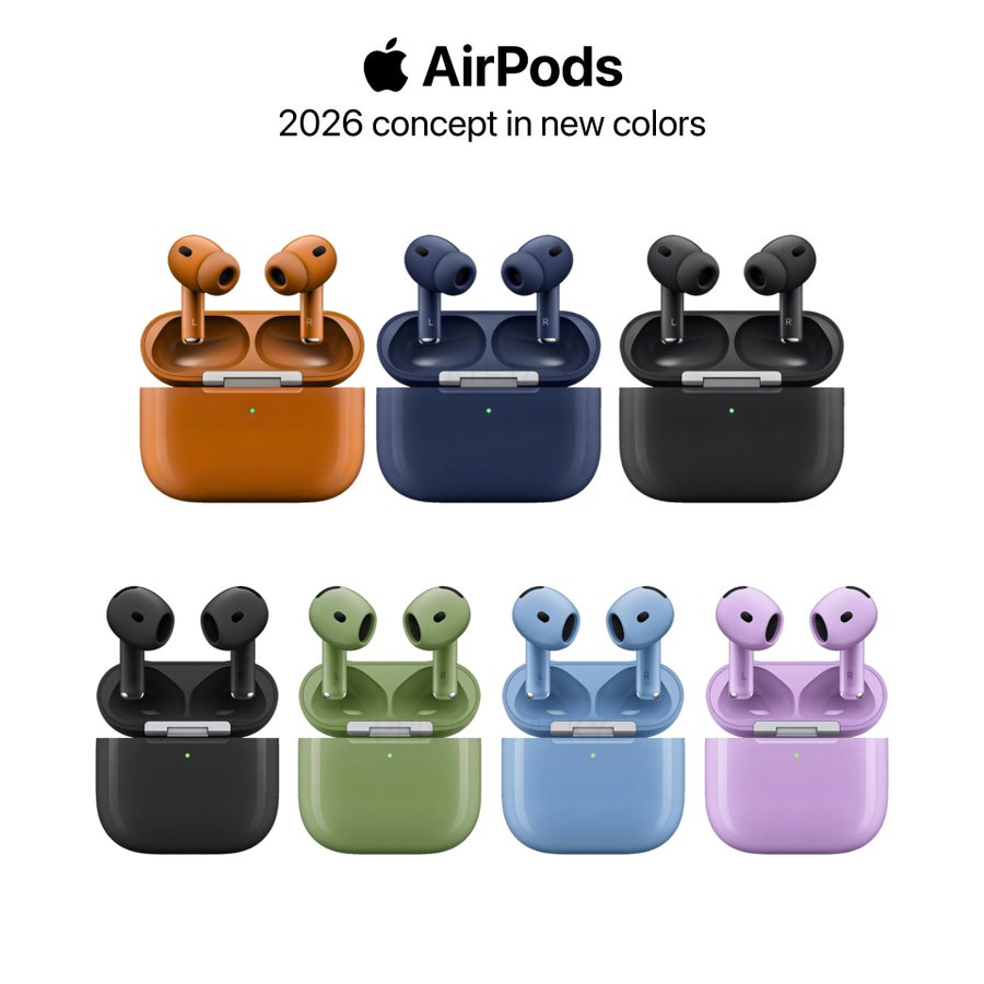 TechFactsInfo's tweet photo. 2026 AirPods concept...
What if Apple released their AirPods lineup with new colors🎨?
Which one would you pick💭? https://t.co/ZdIFgT3P75