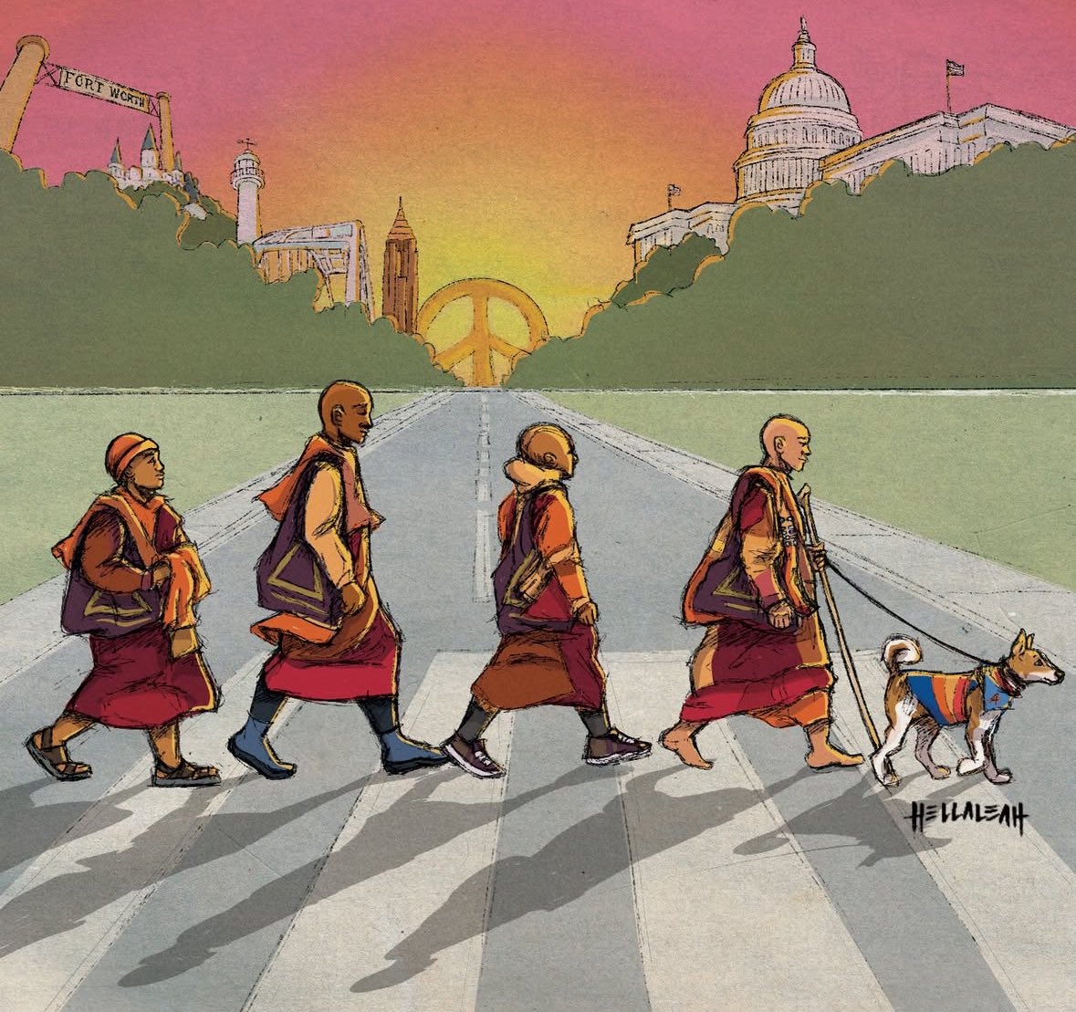 SpockResists's tweet image. Saw this beautiful artwork on Instagram of the Buddhist monks on their Walk For Peace 
The Instagram account is Hellaleah. 🖖