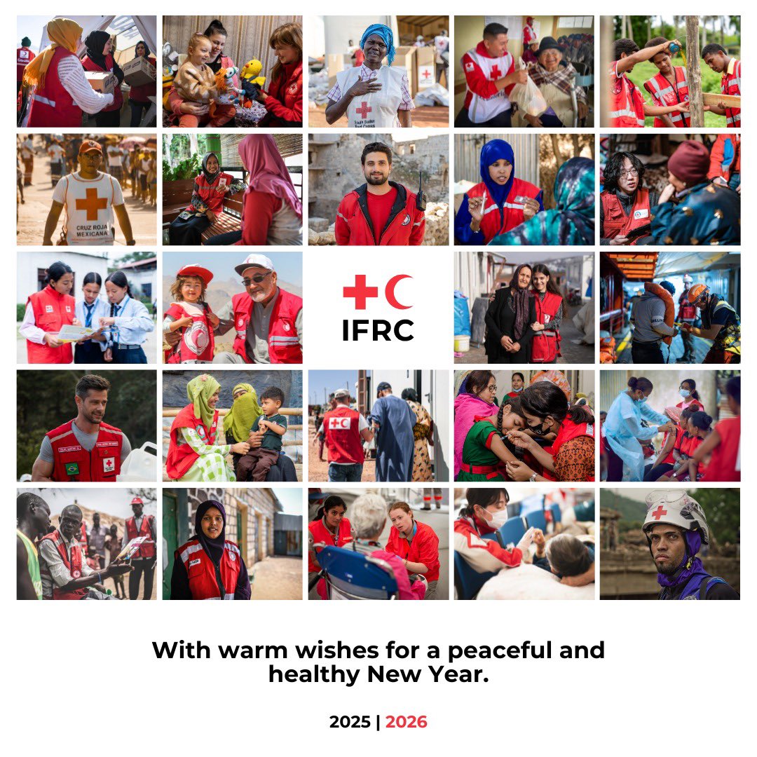 On behalf of the @IFRC, I extend my warmest wishes for a peaceful, healthy New Year 2026 to you and your loved ones.

As we enter the year ahead, the @IFRC network will continue its journey toward a world of compassion, resilience, and shared humanity.

Together, there is no