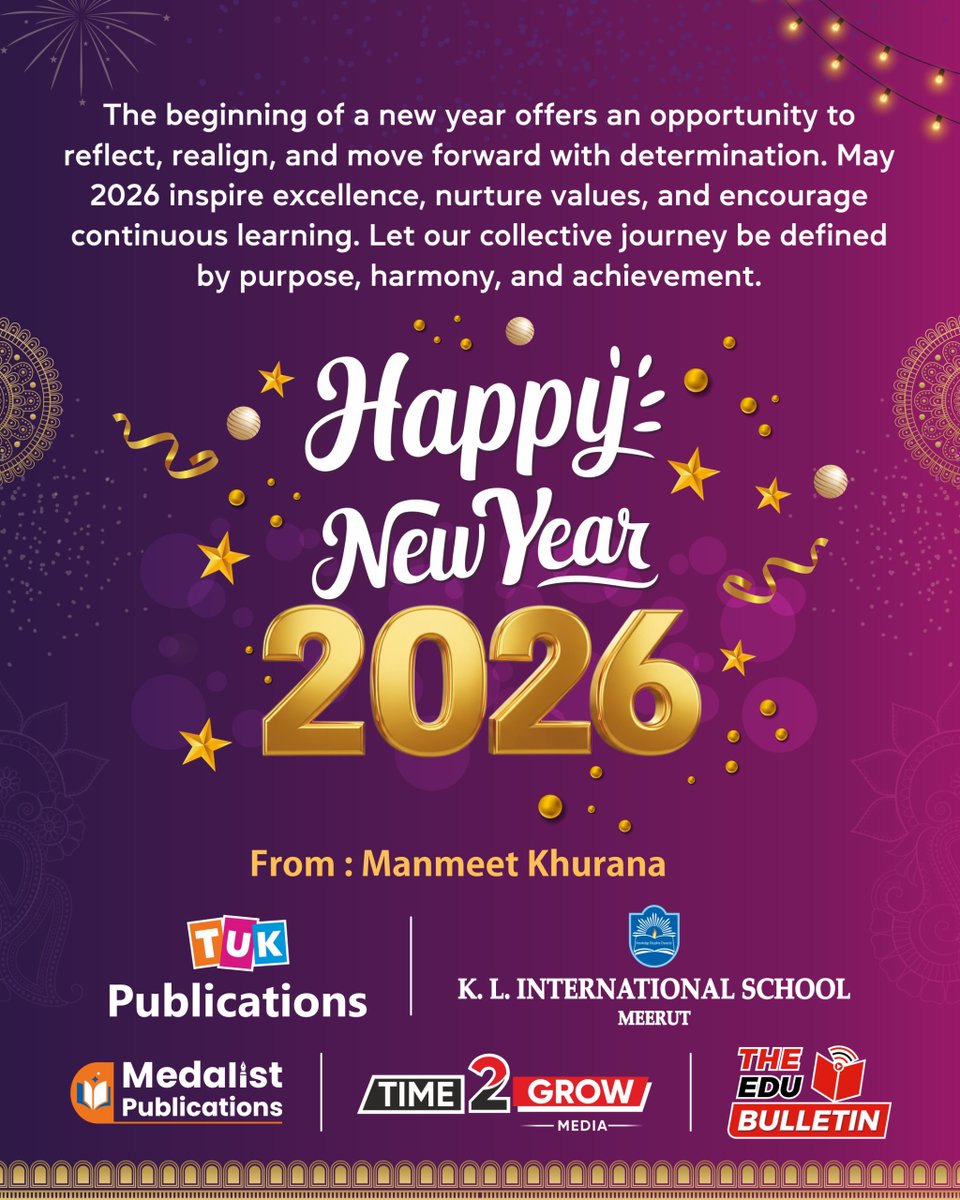 𝗔 𝗡𝗲𝘄 𝗖𝗮𝗹𝗲𝗻𝗱𝗮𝗿. 𝗡𝗲𝘄 𝗛𝗼𝗽𝗲𝘀. 𝟮𝟬𝟮𝟲.

Wishing everyone a truly prosperous and beautiful #NewYear. 👏

#HappyNewYear #NewBeginnings #NewHopes #NewOpportunities #NewYear2026 #HappyNewYear2026 #NewYearCelebrations 
<a href="/TUKnowledge/">The Ultimate Knowledge 'TUK'</a> <a href="/Time2GrowMedia/">Time2Grow Media</a> <a href="/theedubulletin/">The Edu Bulletin</a>