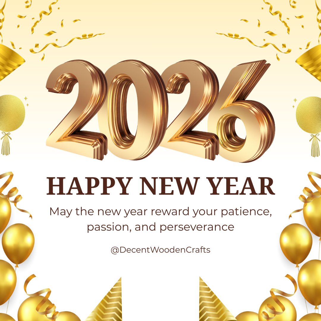 Shop_DWC's tweet photo. ✨ Hello 2026! ✨
May this new year reward patience, passion, and perseverance.
Thank you for your continued love and support—here’s to new beginnings and beautiful creations ahead. 🤍
#HappyNewYear2026 #NewBeginnings #Grateful #DecentWoodenCrafts #Handcrafted https://t.co/eq4o6dZ7b5