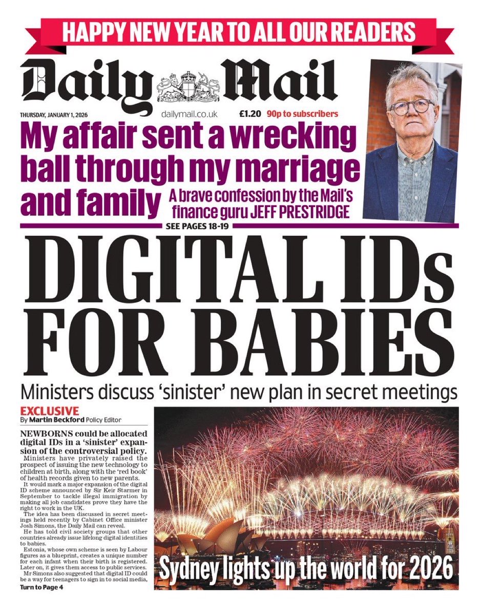 BigBrotherWatch's tweet image. 🚨 BREAKING 🚨

Newborn babies could be given Digital ID under secretive cradle-to-grave surveillance plans.

The disturbing prospect of digital IDs for newborn babies shows this was never about right-to-work checks, immigration or “choice”.

We must stop this #No2DigitalID