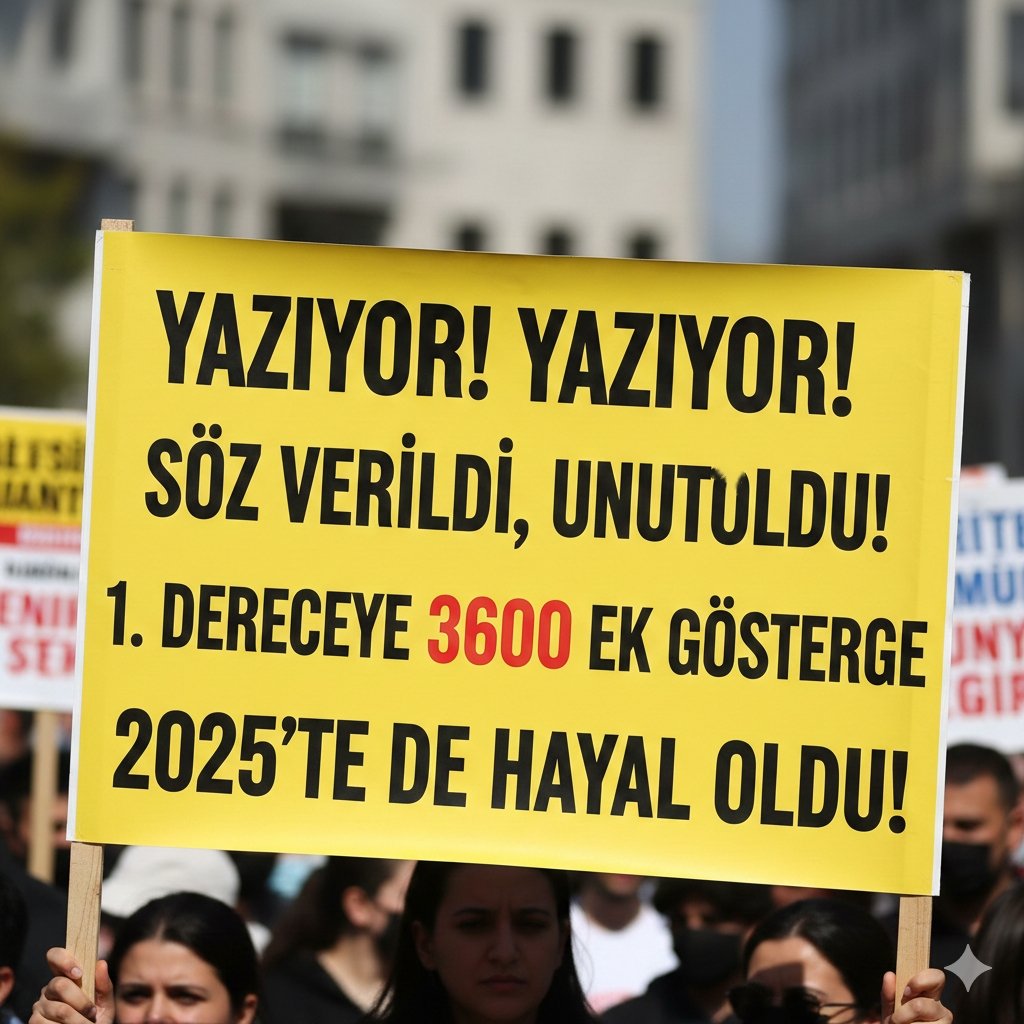 YAZIYOR! YAZIYOR!
SÖZ VERİLDİ, UNUTULDU!
1. DERECEYE 3600 EK GÖSTERGE
2025’TE DE HAYAL OLDU!

#KamuŞefleri #BirinciDereceye3600 

<a href="/RTErdogan/">Recep Tayyip Erdoğan</a> <a href="/_cevdetyilmaz/">Cevdet Yılmaz</a> <a href="/isikhanvedat/">Prof. Dr. Vedat Işıkhan</a> <a href="/memetsimsek/">Mehmet Simsek</a> <a href="/efkanala/">Efkan Âlâ</a> <a href="/_aliyalcin_/">Ali YALÇIN</a> <a href="/OnderKahveci/">Önder Kahveci</a>