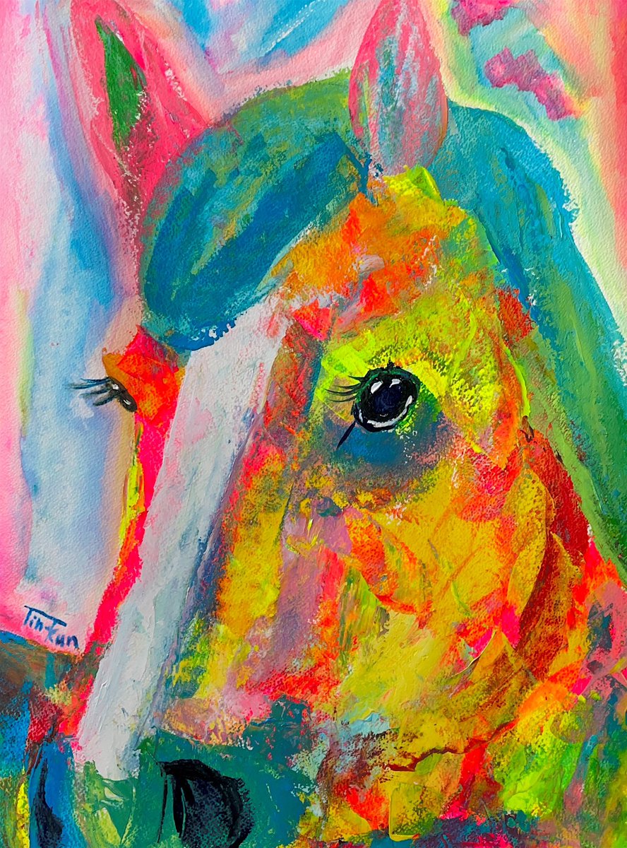 2026年もよろしくお願いいたします 馬 サイズF6水彩紙 アクリル絵具
